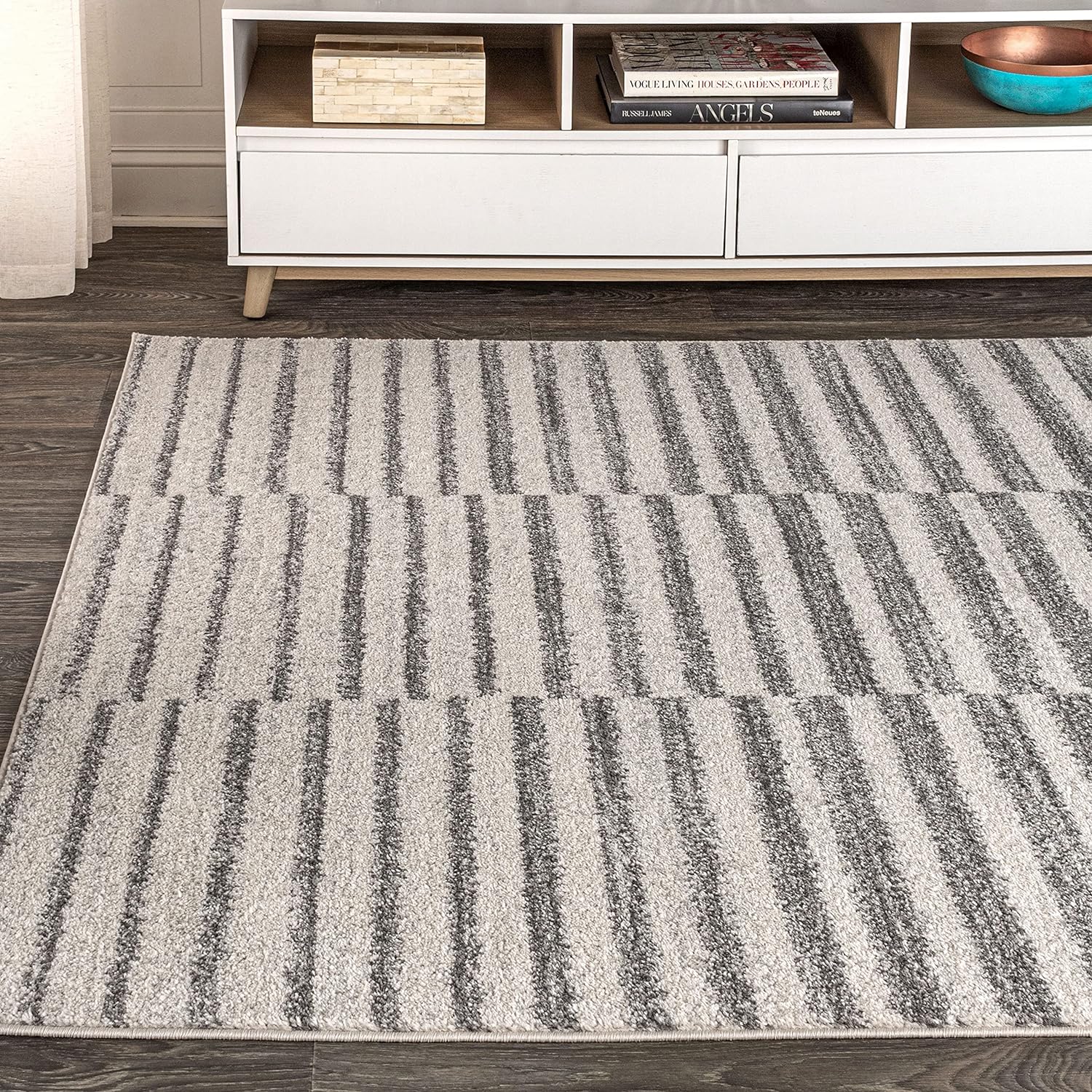 JONATHAN Y MOH204A-5 Lyla – Alfombra de interior con diseño de rayas compensadas, estilo bohemio, minimalista, a rayas, fácil de limpiar, para