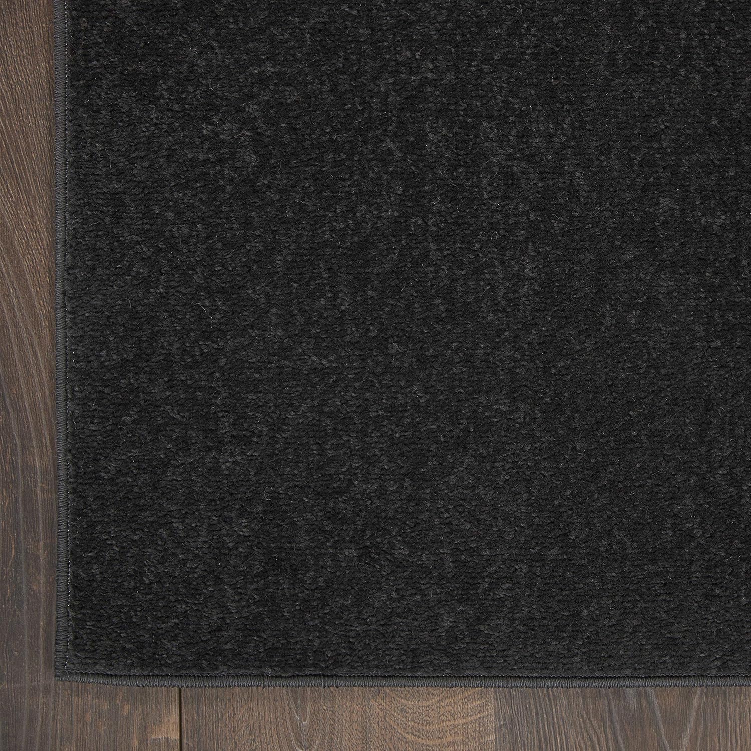 Nourison Essentials Alfombra para interiores o exteriores, negro, 8 x 11 pies, fácil de limpiar, no desprende pelo, para dormitorio, sala, comedor,