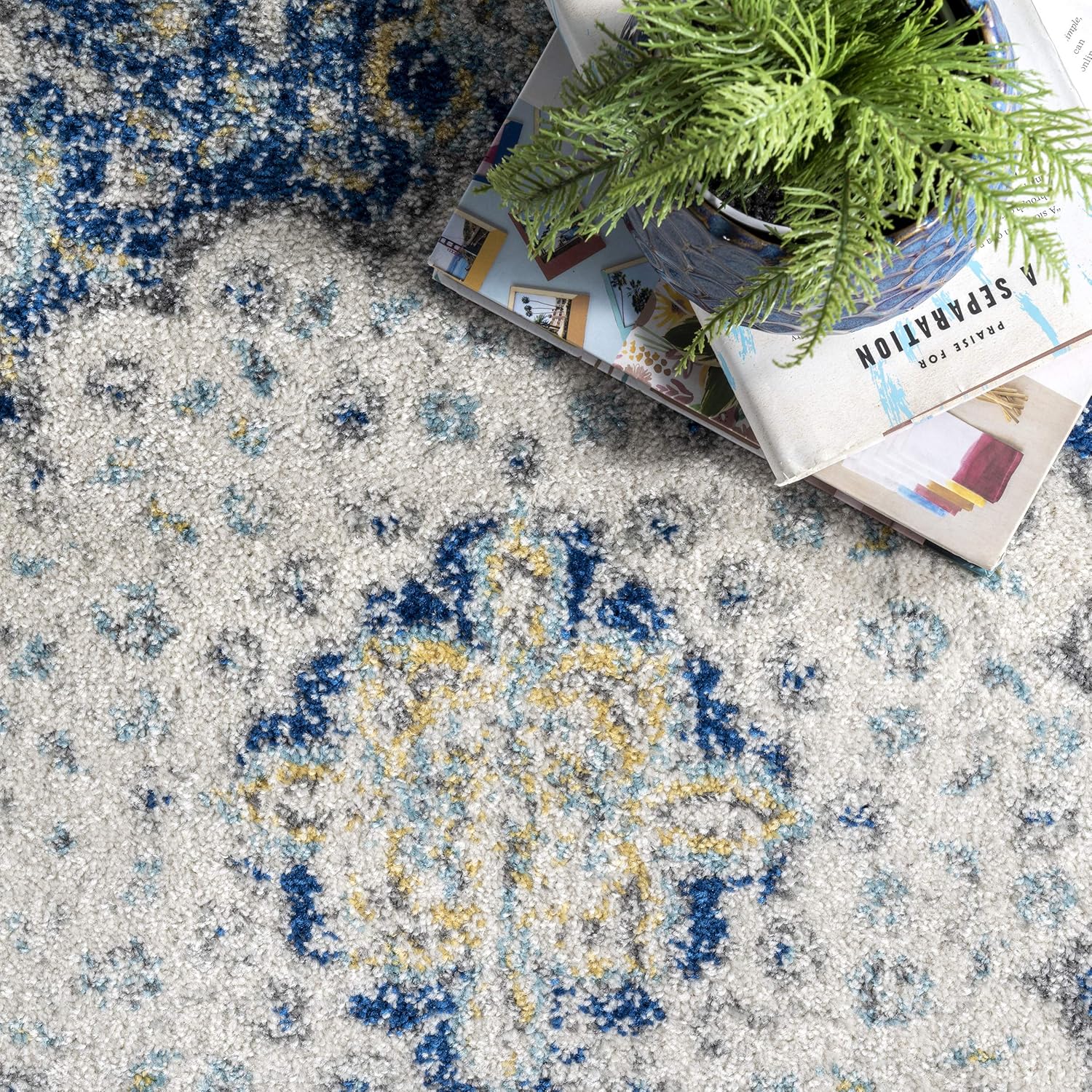 nuLOOM Verona – Alfombra de corredor, estilo persa envejecida, de 2 pies y 8 pulgadas x 20 pies, color azul