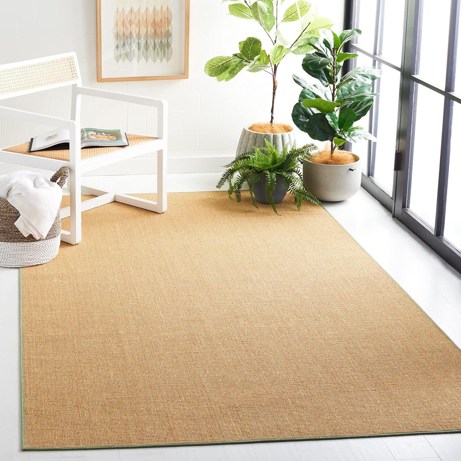 Martha Stewart Collection by SAFAVIEH MSR9501E – Alfombra de sisal y yute de 5 x 7 pies, color naturalverde