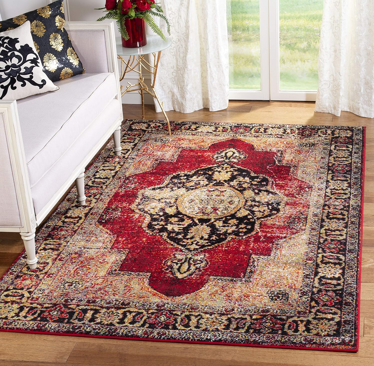 SAFAVIEH Vintage Hamadan Collection – Alfombra decorativa de 4 x 6 pies, diseño persa oriental, no desprende pelusa y de fácil cuidado, ideal para