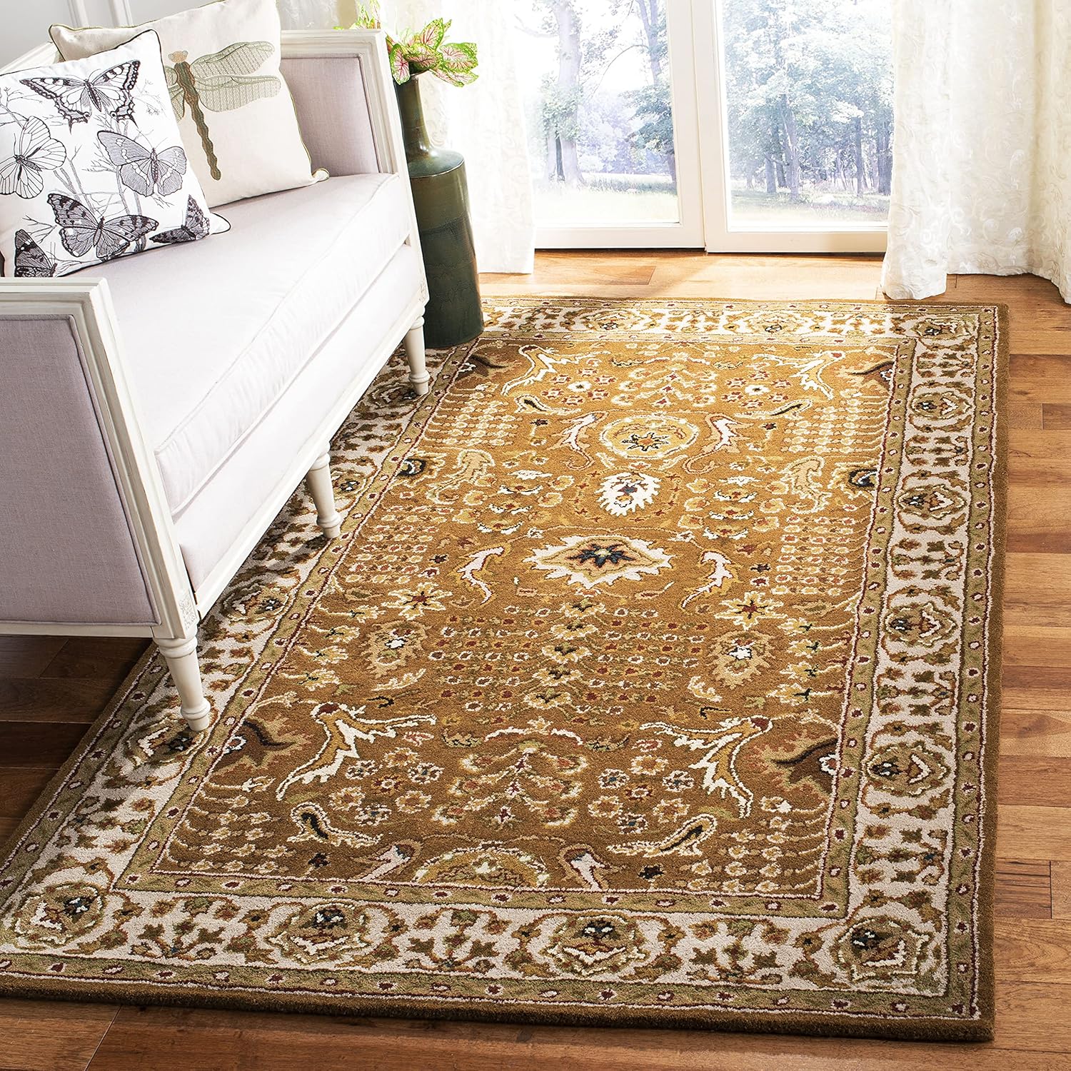 SAFAVIEH Classic Collection – Alfombra de área de 8 pies 3 pulgadas x 11 pies, dorado y beige, hecho a mano, lana oriental tradicional, ideal para