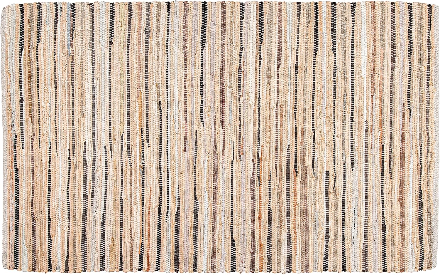 Alfombra de trapo 100% algodón de 3 x 5 pies (36 x 60 pulgadas), alfombra Chindi multicolor, tejida a mano y reversible para sala de estar, cocina,