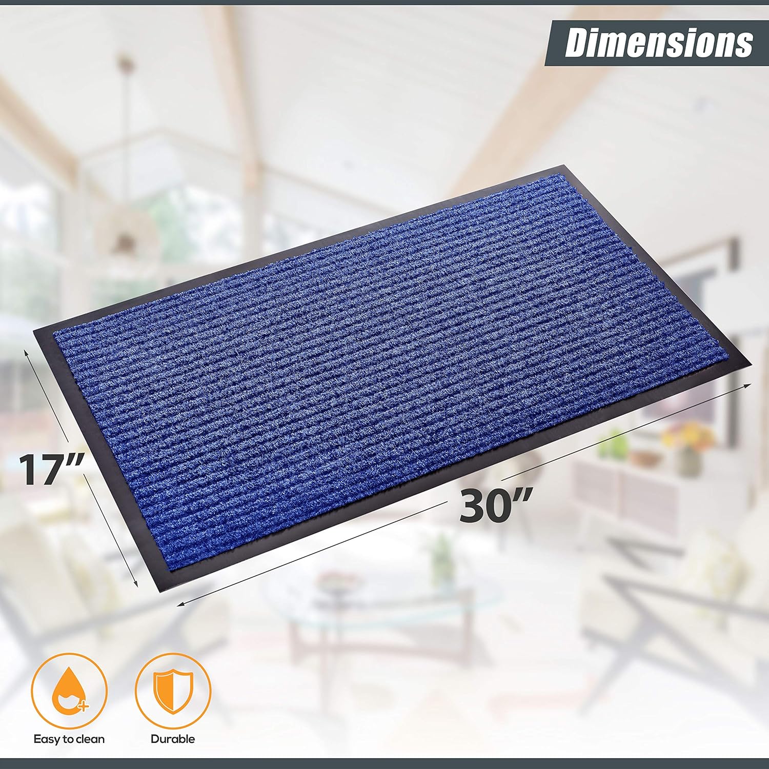 Sierra Concepts juego de 2tapetes acanalados para puerta delantera, color azul, para interiores y exteriores, tapete de bienvenida para la entrada,