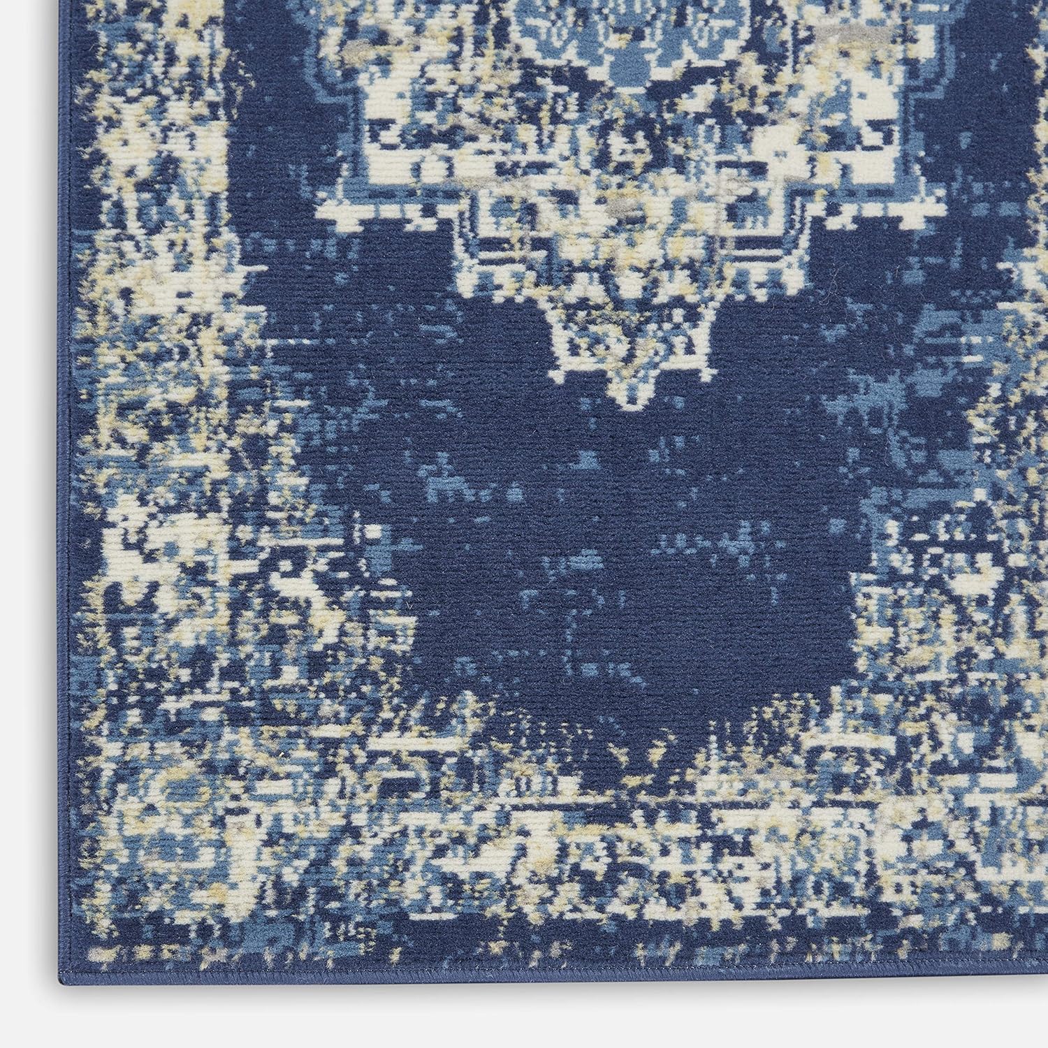 Nourison Grafix – Alfombra persa de 8 pies 6 pulgadas x 12 pies, azul marino, fácil de limpiar, no se desprenden hilos, para dormitorio, sala de