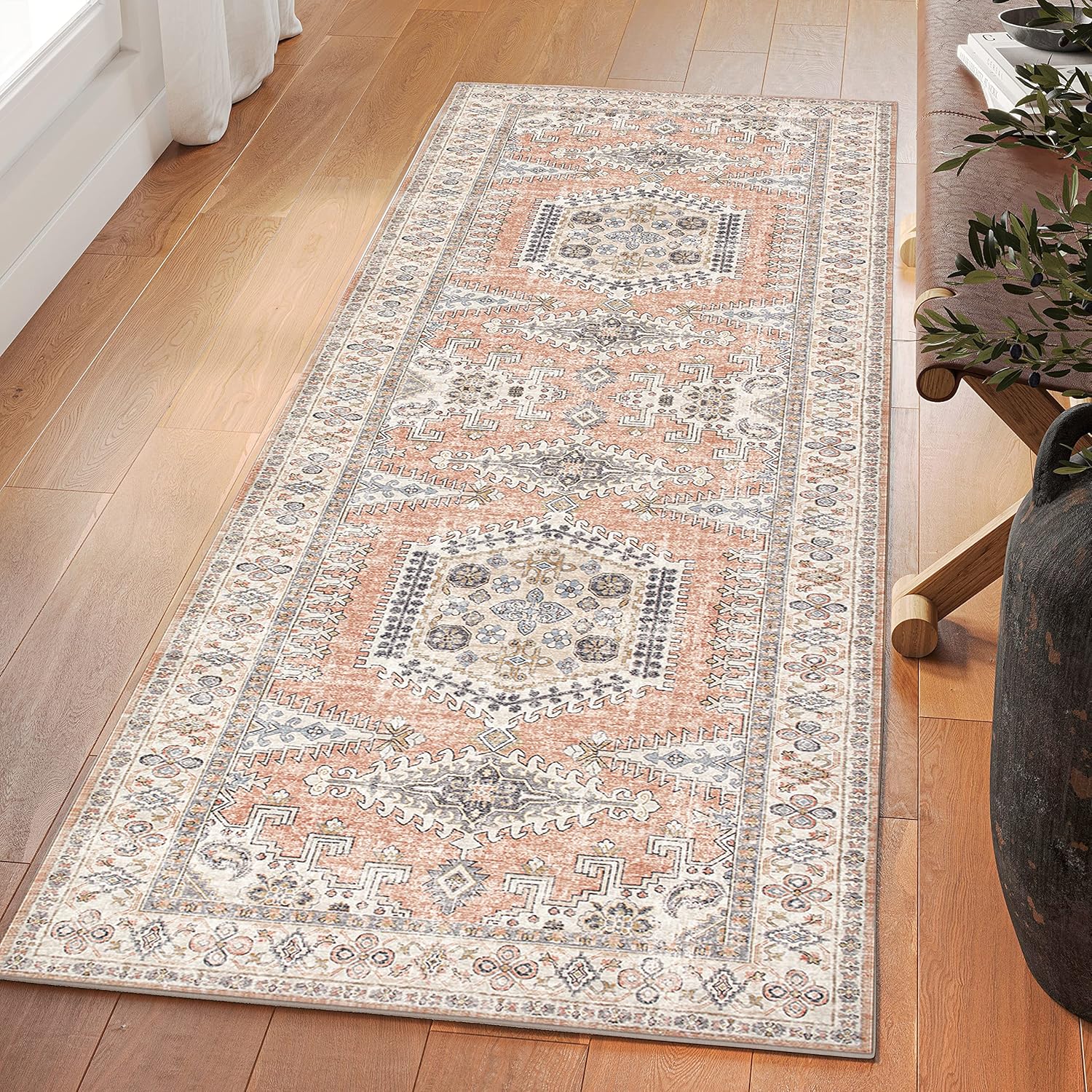 Valenrug Alfombra lavable de 2 pies 6 x 10 pies, ultrafina, resistente a las manchas, colección antigua, alfombra de área para sala de estar,