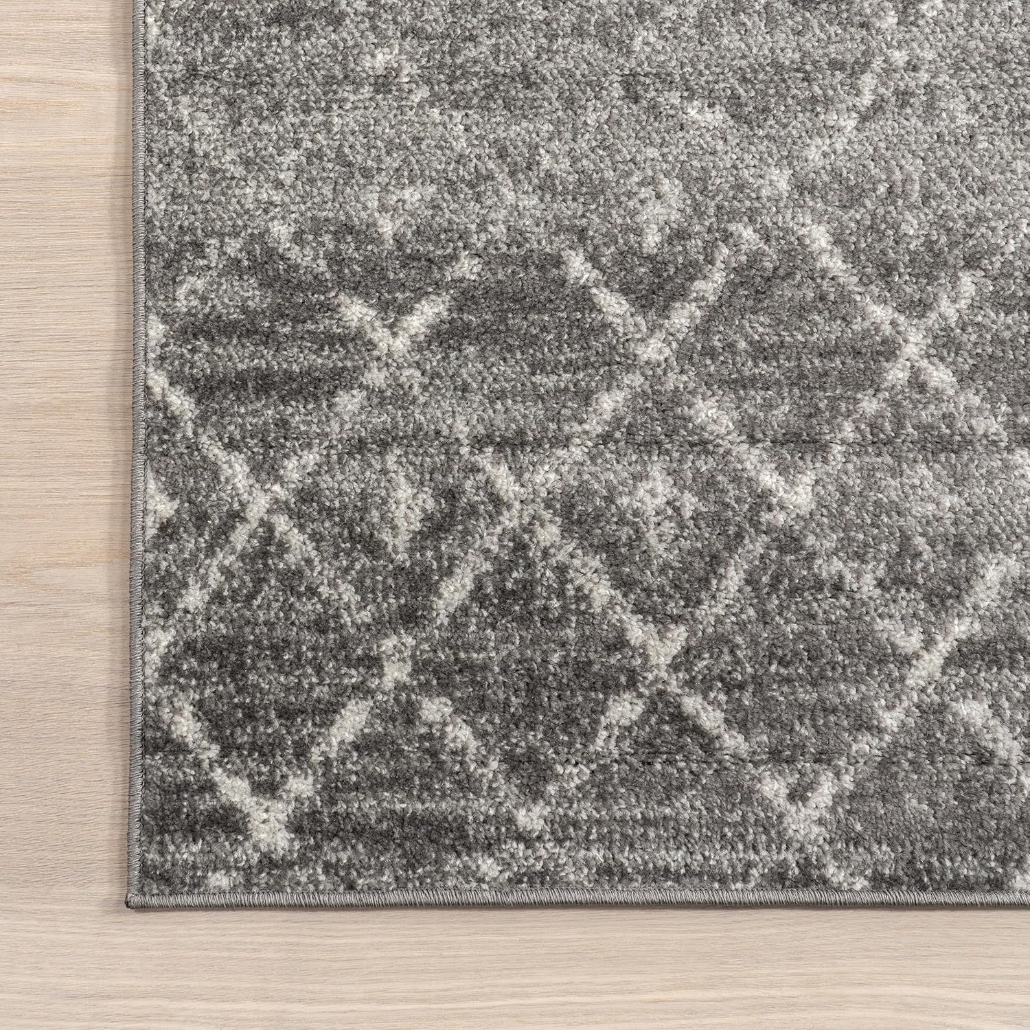 nuLOOM – Alfombra marroquí Blythe Area, 244 cm, cuadrada, gris oscuro