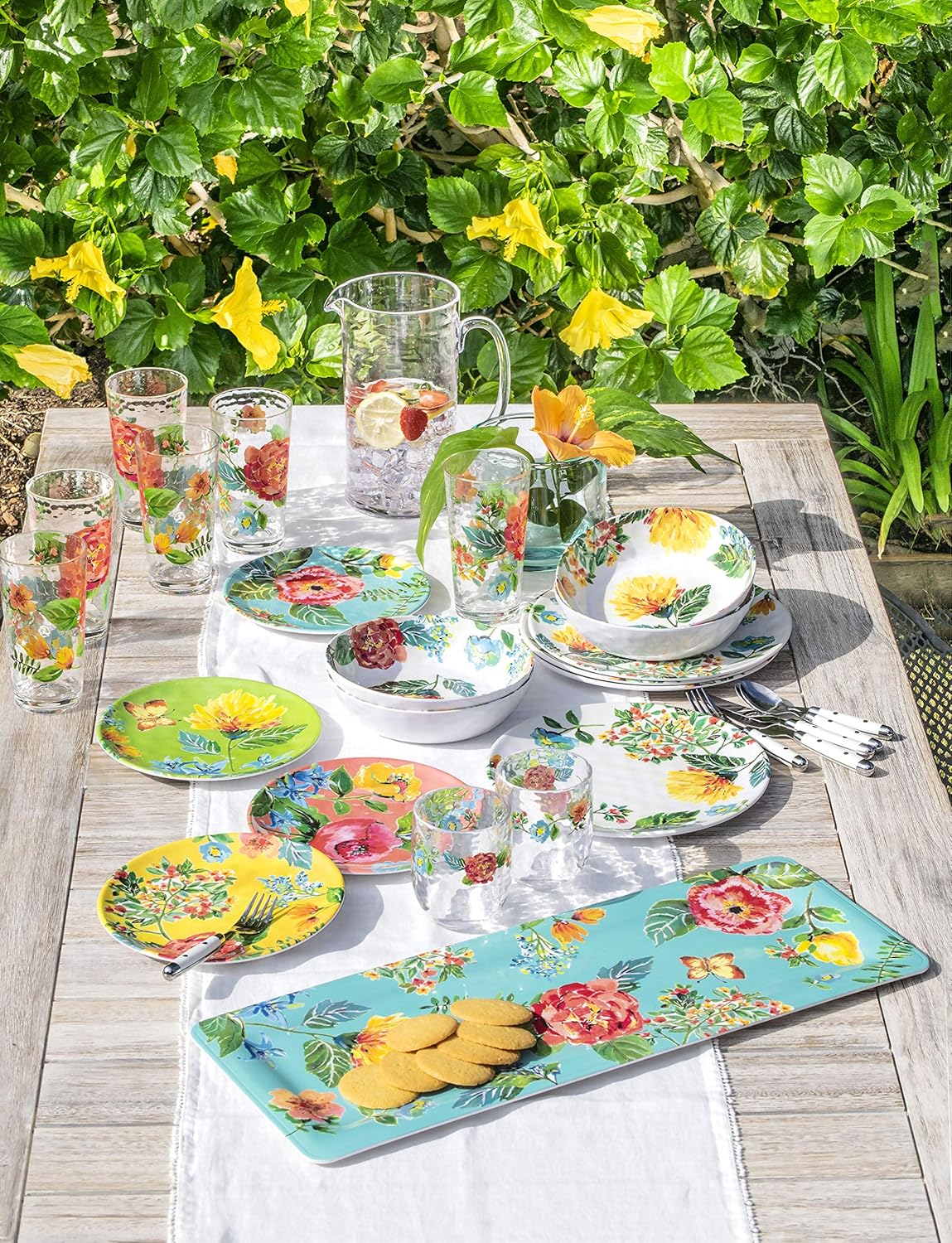 TarHong Garden Floral Surtido Platos de ensalada, 8.5 pulgadas, melamina, juego de 4