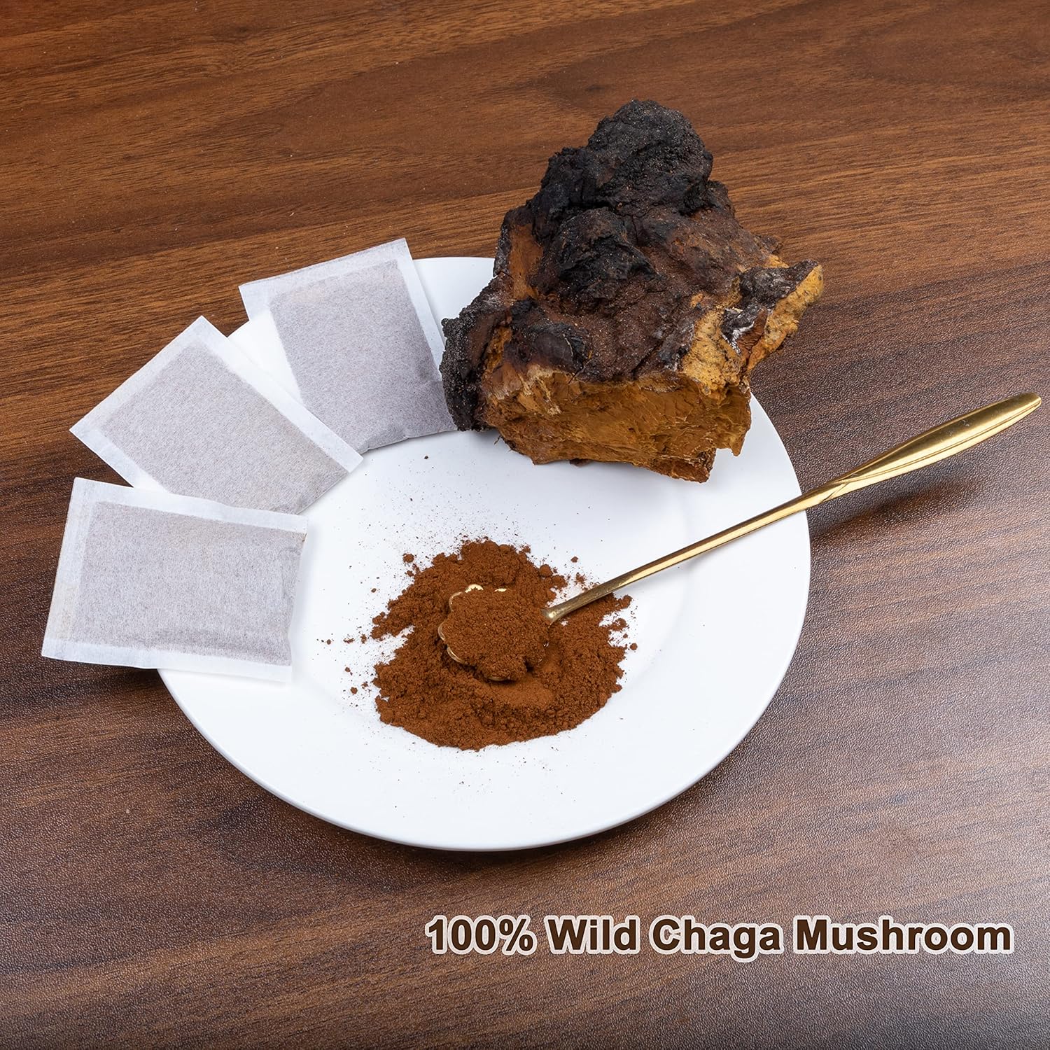 RongChinTang – Té orgánico de hongos Chaga 0.07 oz X 40 bolsitas de té (2.8 oz) Té de hongos Chaga premium – Antioxidante sin cafeína 100% natural