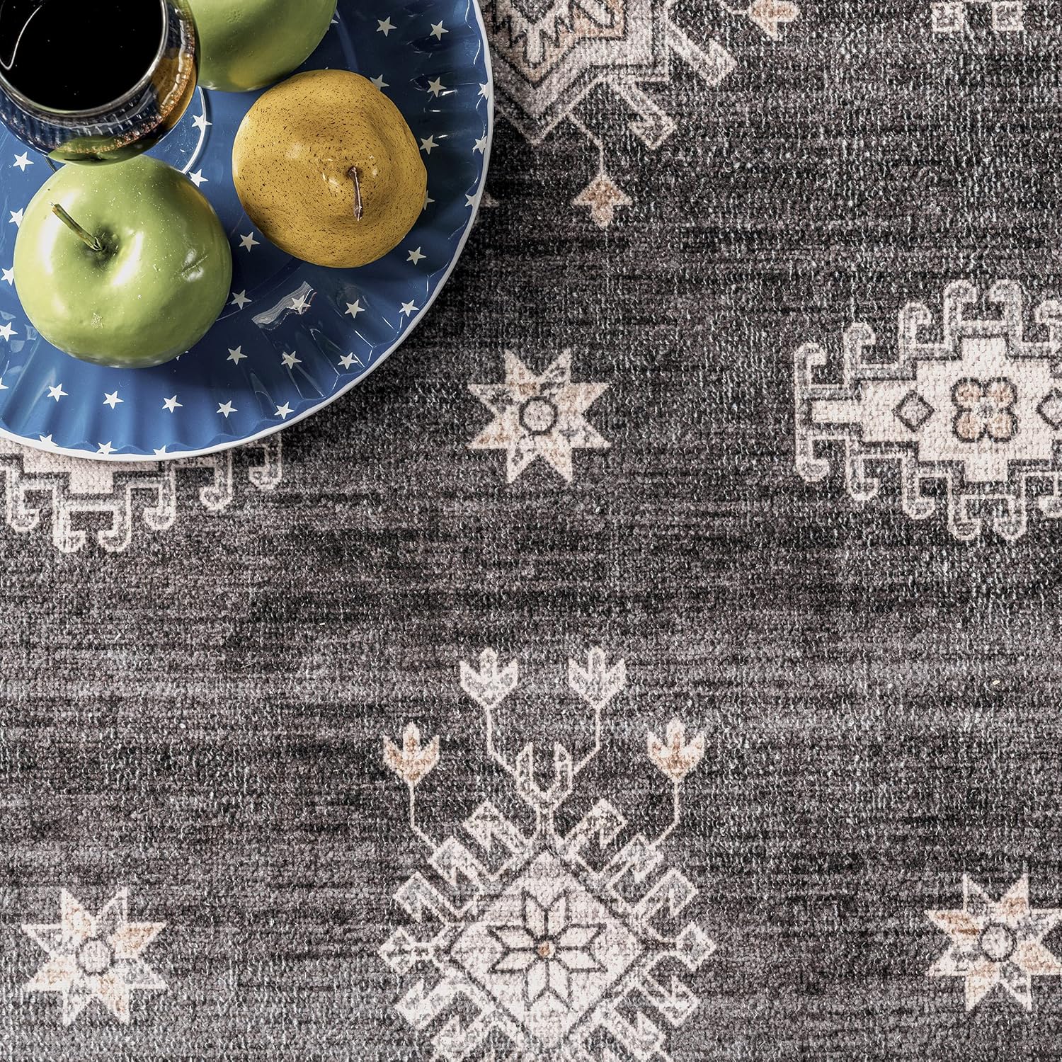 nuLOOM Mollie – Alfombra ultrafina con borde tradicional lavable a máquina, 6 pies, redonda, color carbón