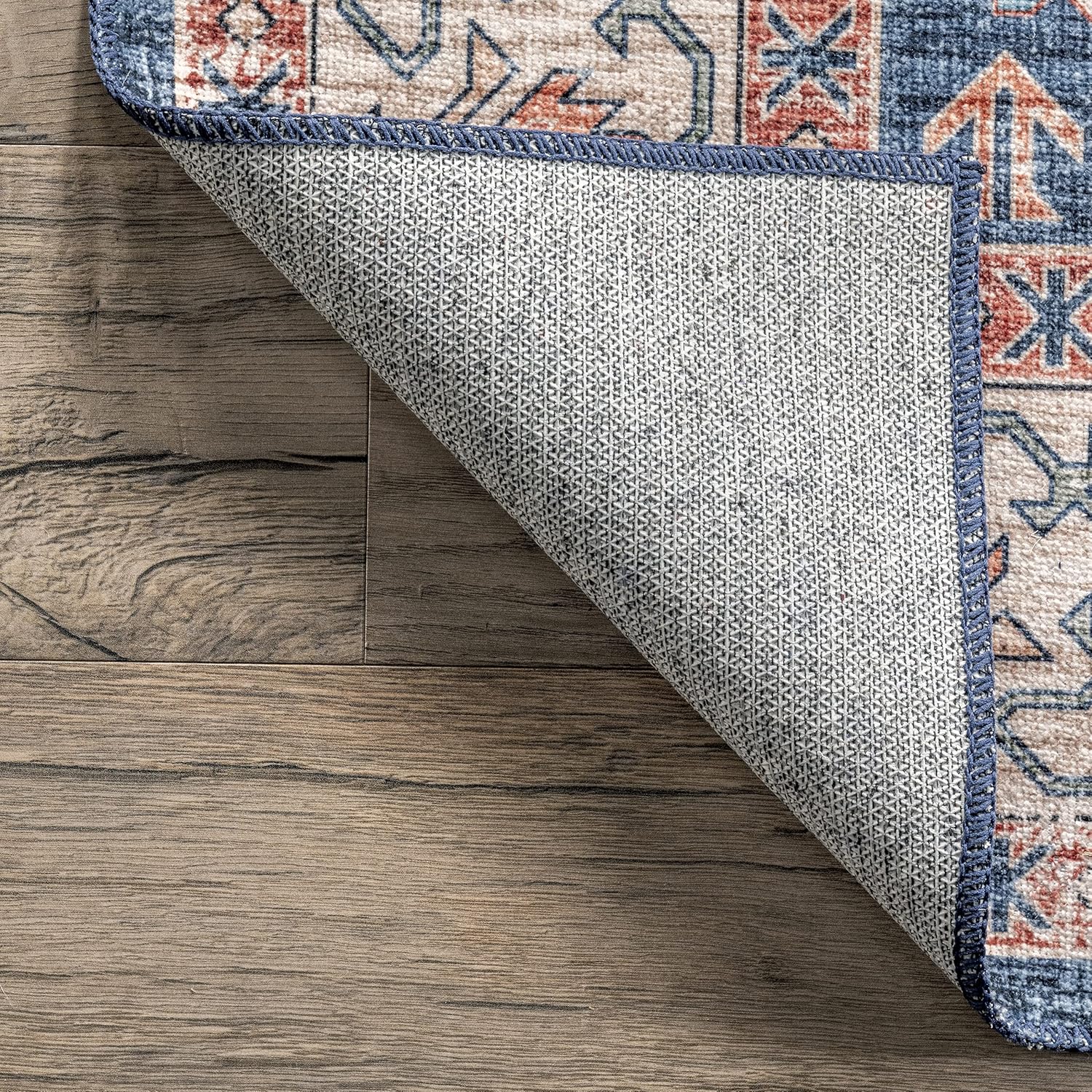nuLOOM Finley – Alfombra de área ultra fina, lavable a máquina, estilo vintage, envejecida, 8 x 10 pies, azul marino