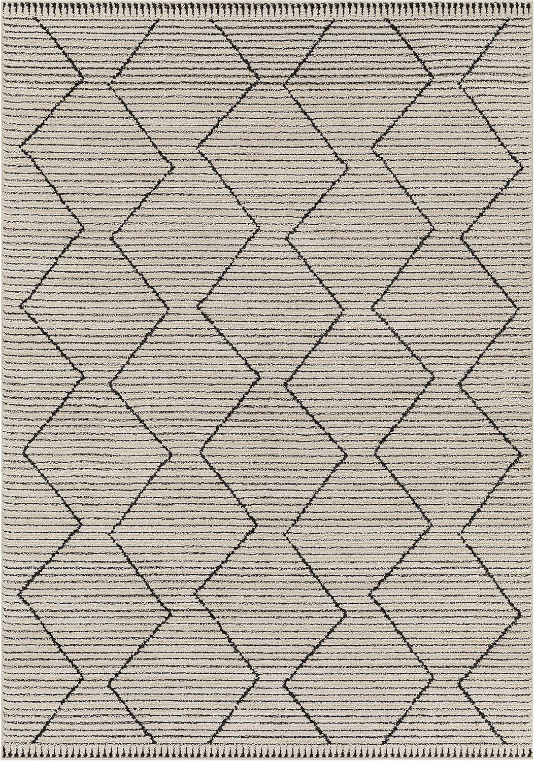 Hauteloom Casablanca Collection – Alfombra para sala de estar y dormitorio, acogedora alfombra marroquí de granja, color negro, marrón, beige, 5