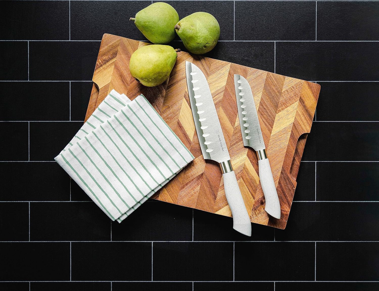 DURA LIVING EcoCut – Juego de cuchillos de cocina de 5 piezas, cuchillas de acero inoxidable de alto carbono, asas ergonómicas sostenibles,