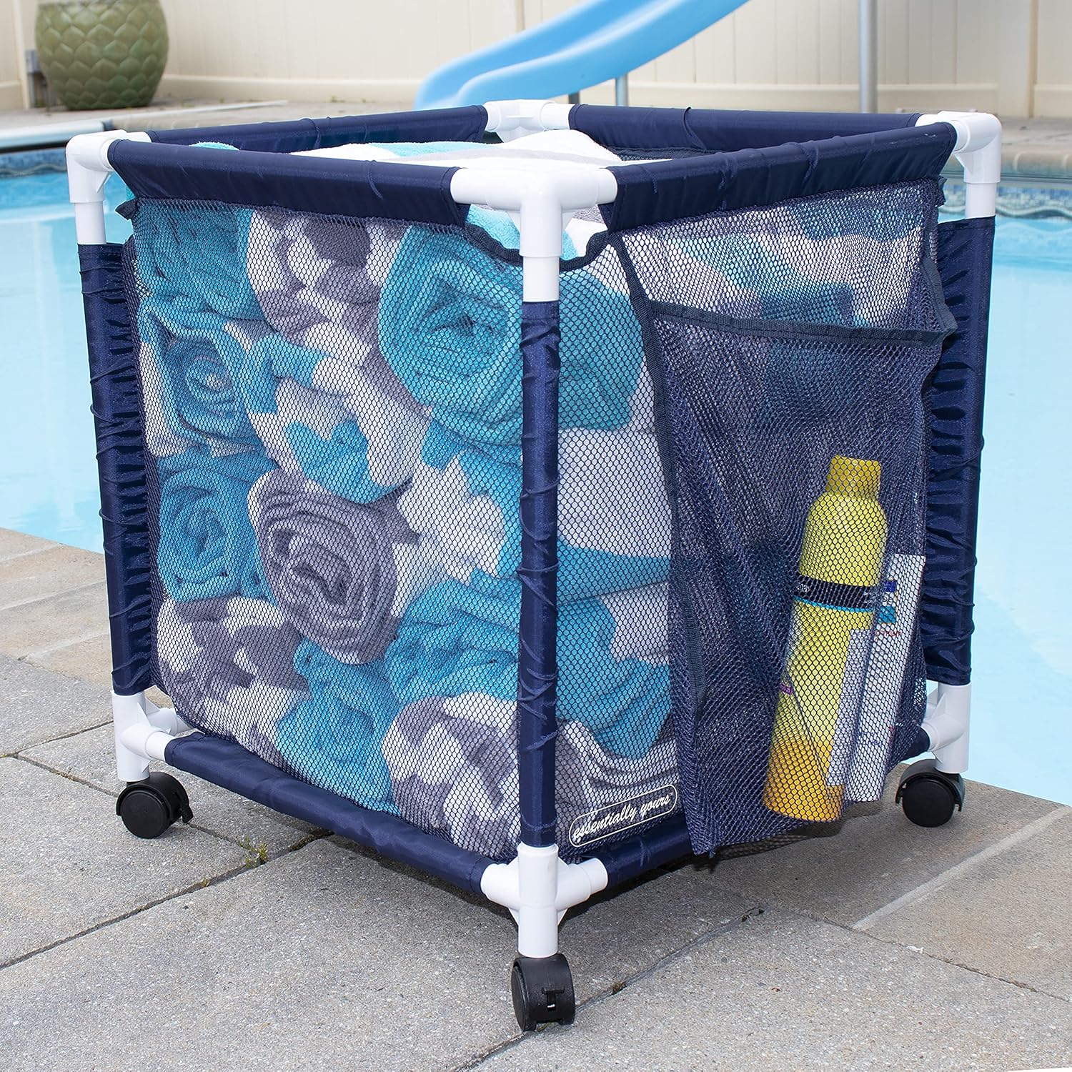 Essentially Yours Cubo organizador pequeño con ruedas para piscina, (18 pulgadas de ancho x 18 pulgadas de largo x 20 pulgadas de alto), estilo