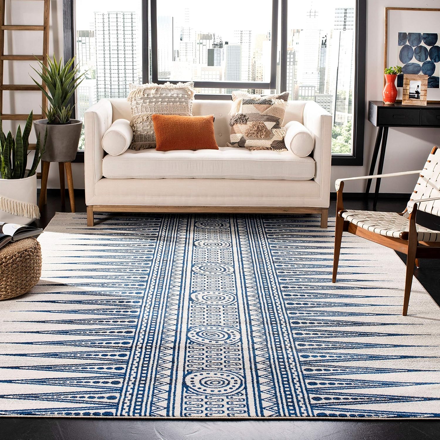 Safavieh Evoke Collection EVK226 – Tapete bohemio, diseño vintage., Polipropileno, Marfil gris