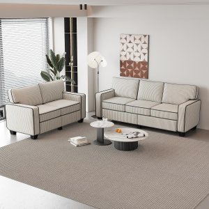 Harper & Bright Designs Juego de sofá de 2 piezas y sofá biplaza de 2+3 plazas, juego de sala de estar con espacio de almacenamiento y patas de Harper & Bright Designs Juego de sofá de 2 piezas y sofá biplaza de 2+3 plazas, juego de sala de estar con espacio de almacenamiento y patas de