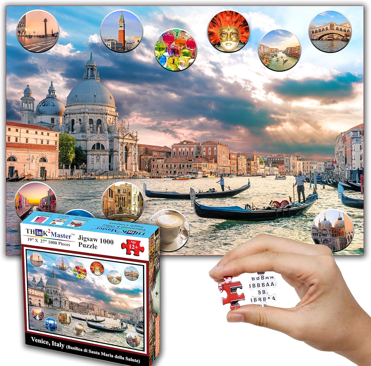 Think2Master Venecia, Italia – Rompecabezas de 1000 piezas para niños a partir de 12 años, adolescentes, adultos y familias. El tamaño del