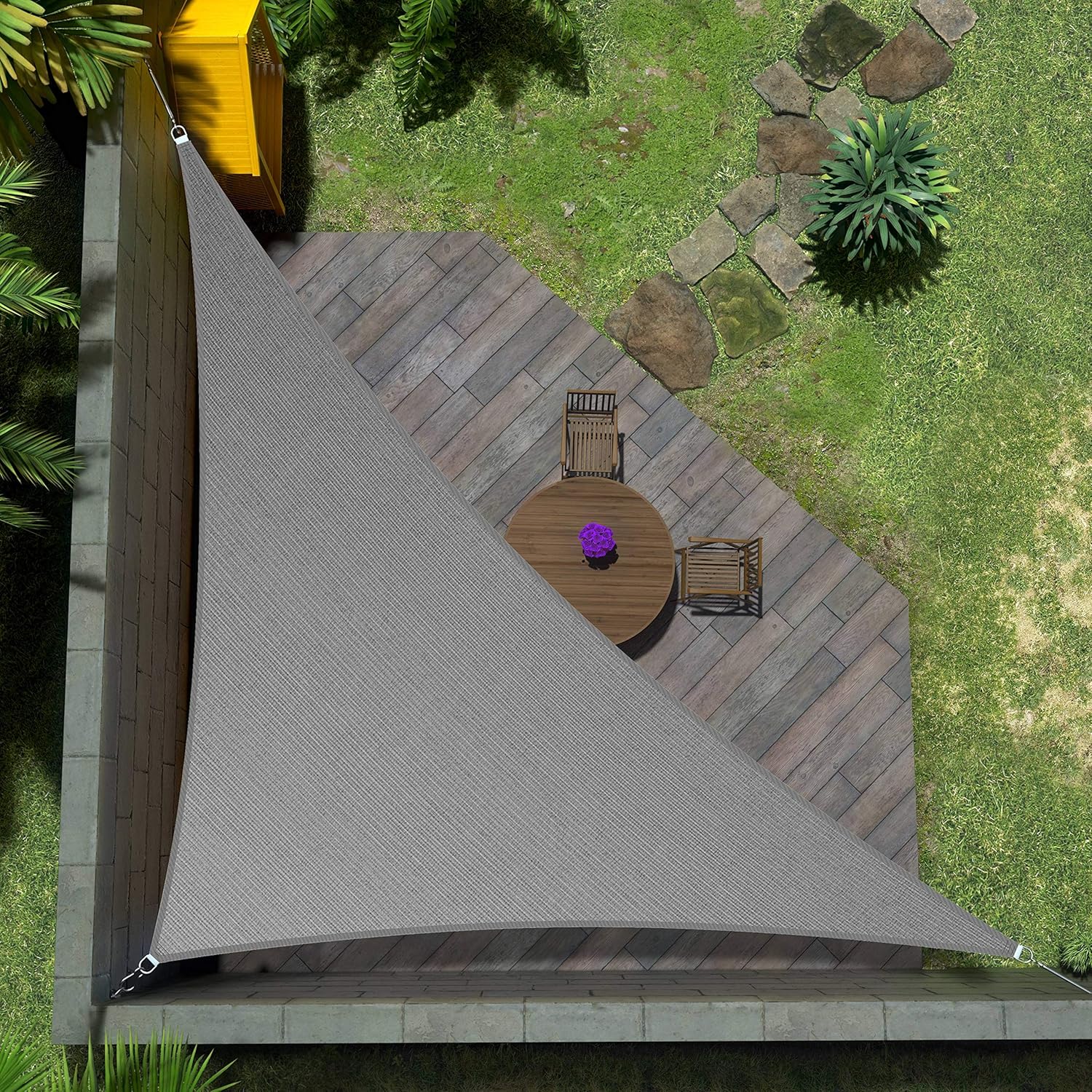 Amgo Toldo triangular recto gris de 10 x 10 x 14 pies, toldo para exteriores, UPF50+ AGTAPRT10, 95% de bloqueo UV, permeable al agua y al aire,