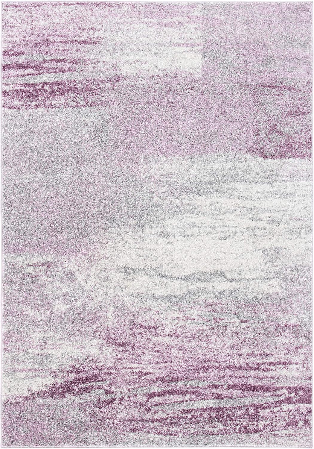 SAFAVIEH, colección Adirondack – Alfombra decorativa de 4 x 6 pies, grismorada, abstracta, moderna, no desprende pelo, de fácil cuidado, para zonas