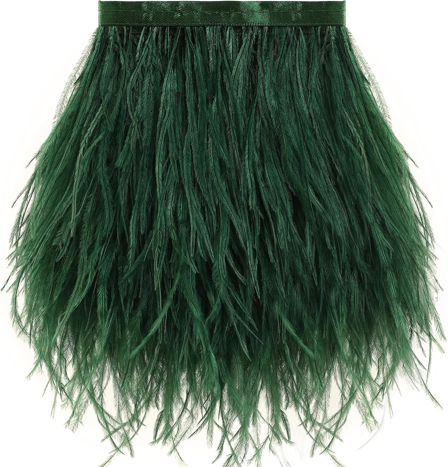 Soarer Ribete de plumas de avestruz verde  2 yardas de 5 a 7 pulgadas con flecos, para costura de ropa de bricolaje, vestido latino, carnaval para