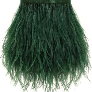 Soarer Ribete de plumas de avestruz verde  2 yardas de 5 a 7 pulgadas con flecos, para costura de ropa de bricolaje, vestido latino, carnaval para Soarer Ribete de plumas de avestruz verde  2 yardas de 5 a 7 pulgadas con flecos, para costura de ropa de bricolaje, vestido latino, carnaval para