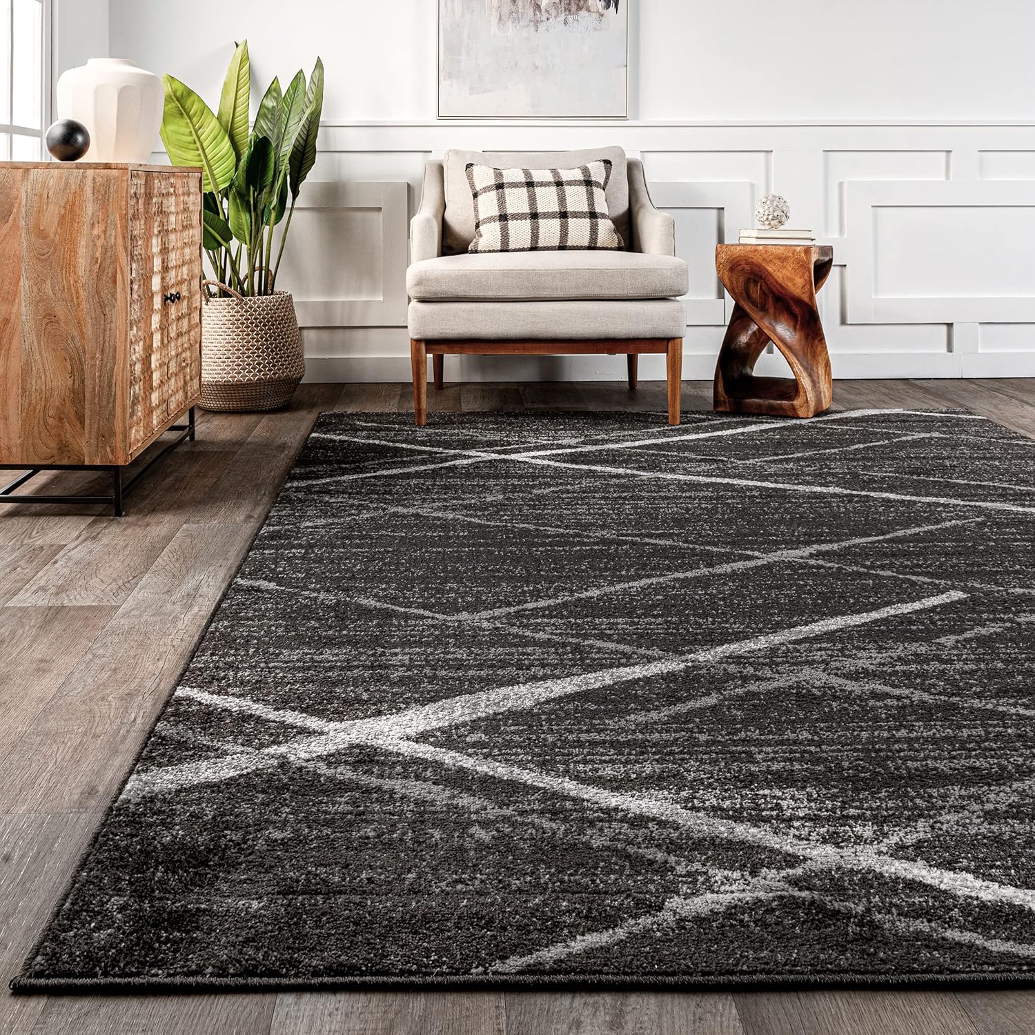 nuLOOM – Alfombra de pasillo contemporánea Thigpen, 2 pies 6 pulgadas x 12 pies, color gris oscuro