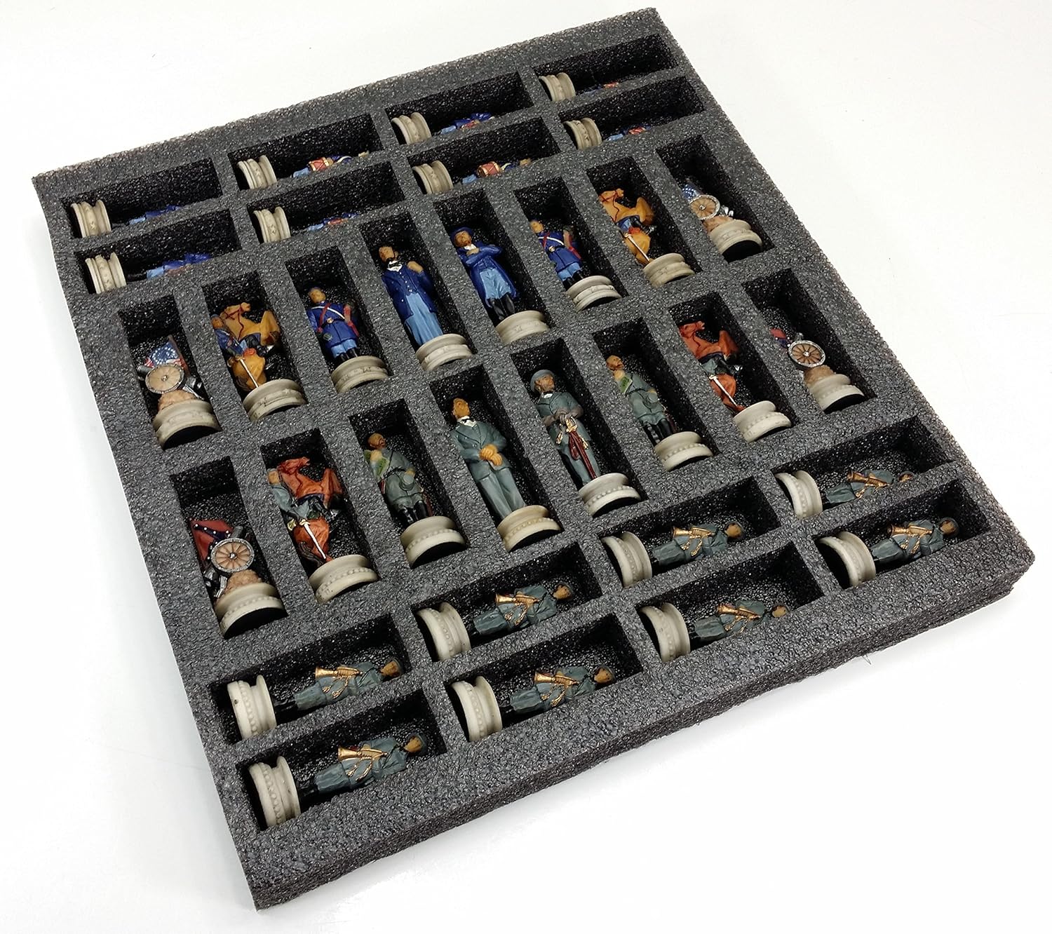 Juego de ajedrez pintado de generales de la guerra civil estadounidense con tablero de elegancia de 17 pulgadas