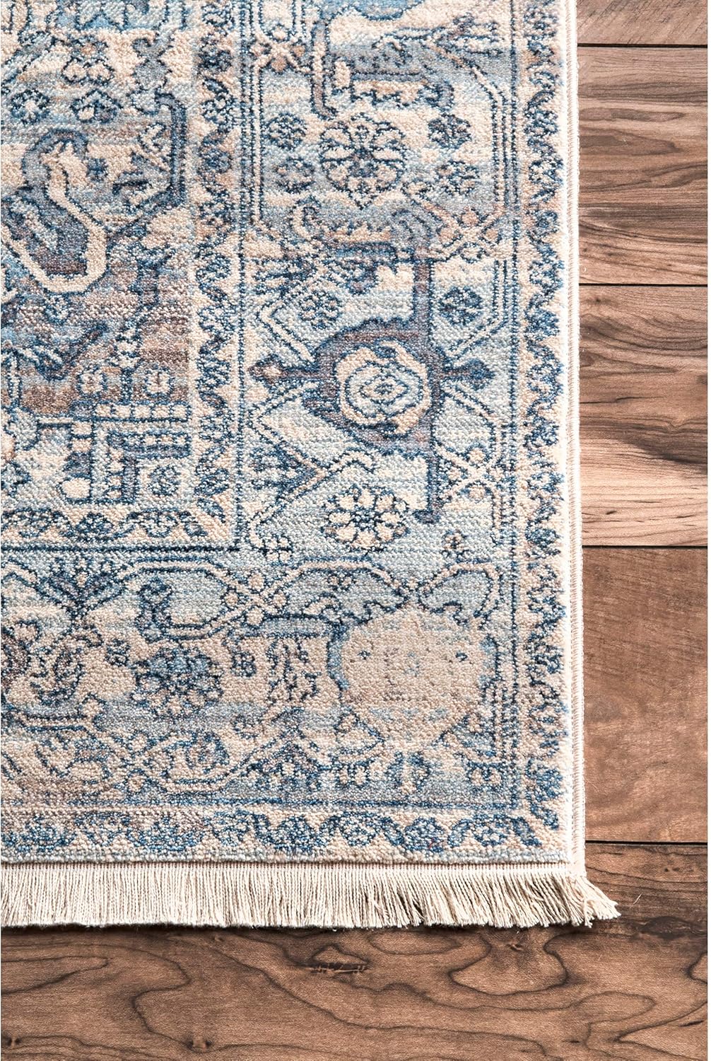 NuLOOM – Alfombra con diseño de medallón, con flecos, modelo Ethel