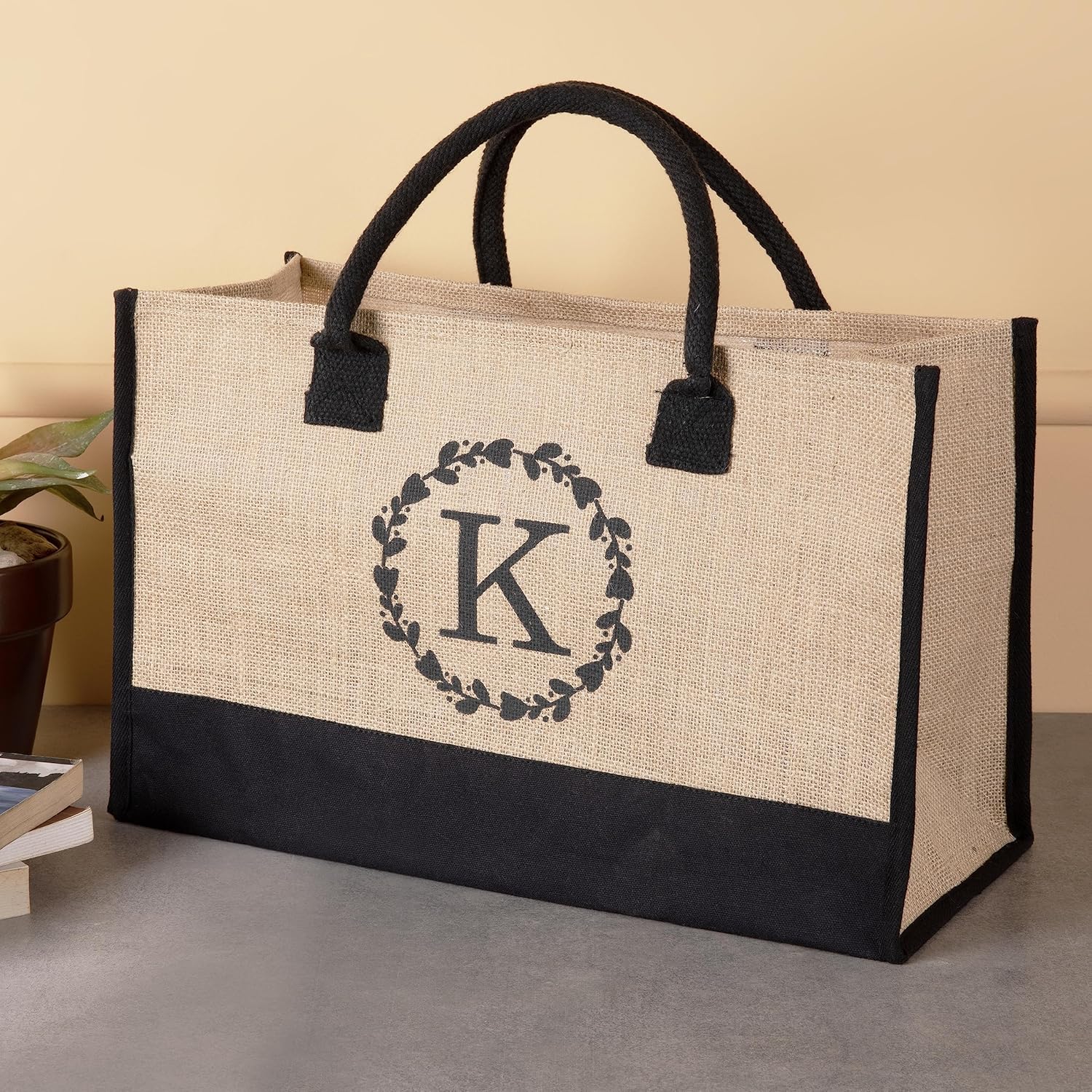 Bolsas personalizadas para mujer  Bolsas de mano con iniciales  Bolsas de yute altamente duraderas  Uso como compras, playa, bolsa de dama de honor