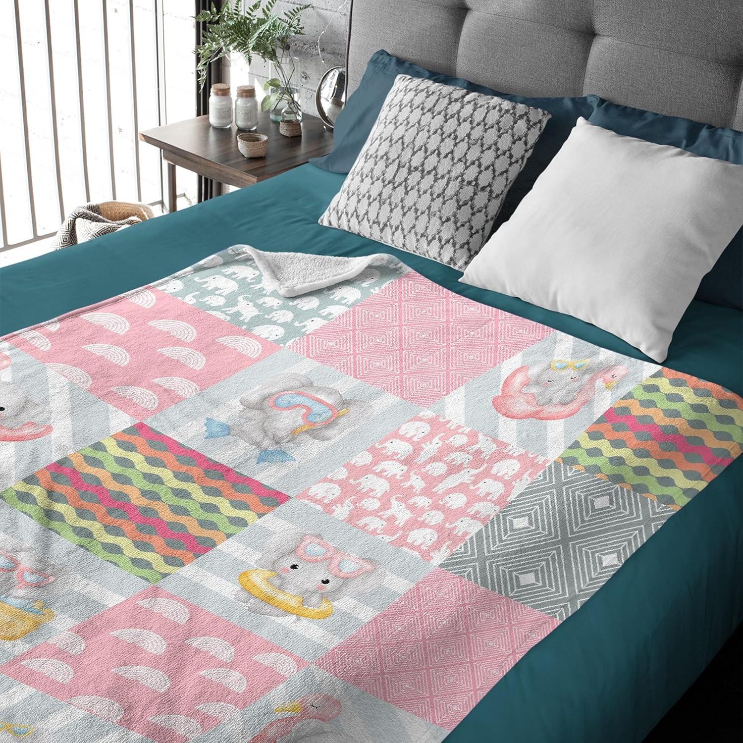 Manta de franela suave y ligera con diseño de elefante, diseño de acuarela, regalo para mujeres, para cama, sofá y viaje, 40 x 30 pulgadas, XS para