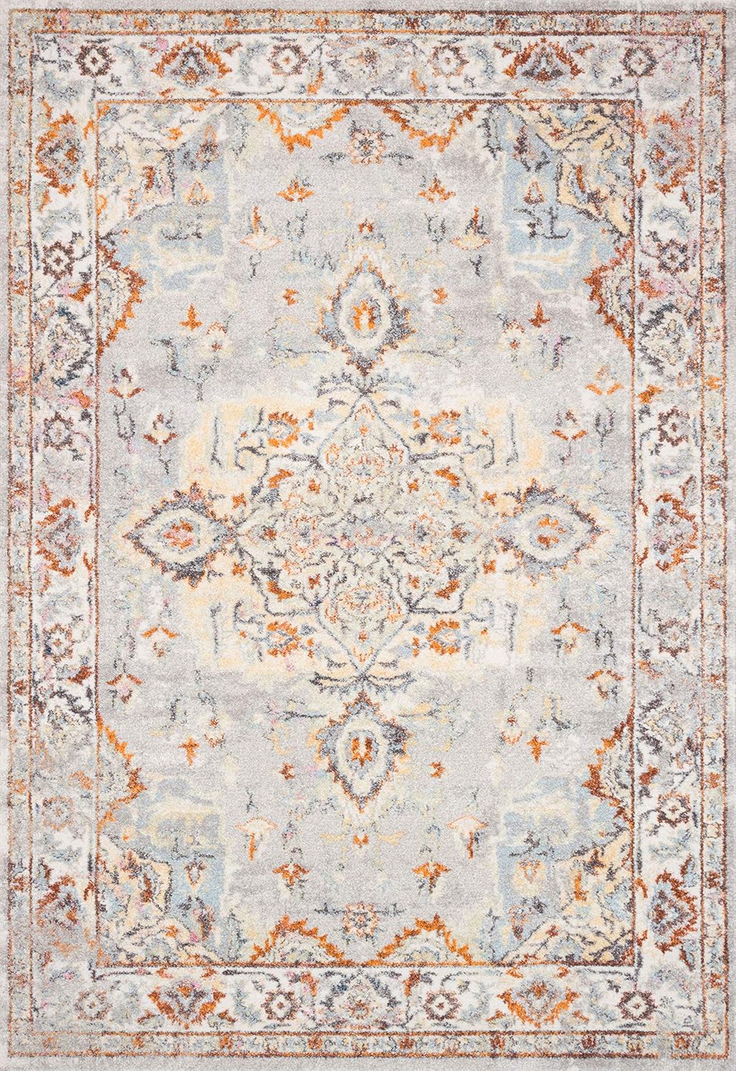 Loloi Clara Collection CLA-03 – Alfombra de área de 5 pies 3 pulgadas x 7 pies 7 pulgadas, grismarfil