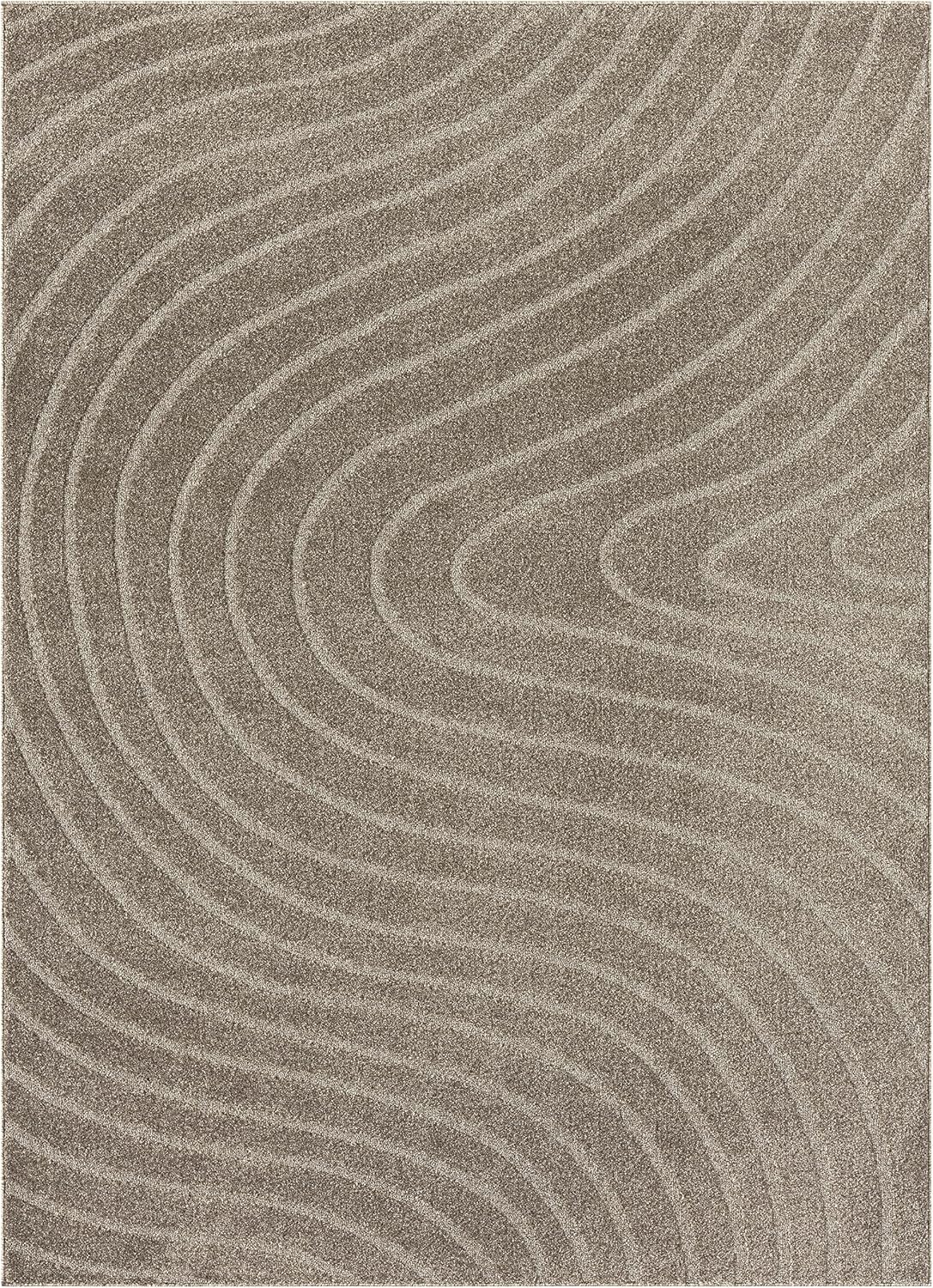 LUXE WEAVERS Alfombra moderna geométrica gris pardo 9×12, alfombra contemporánea resistente a las manchas