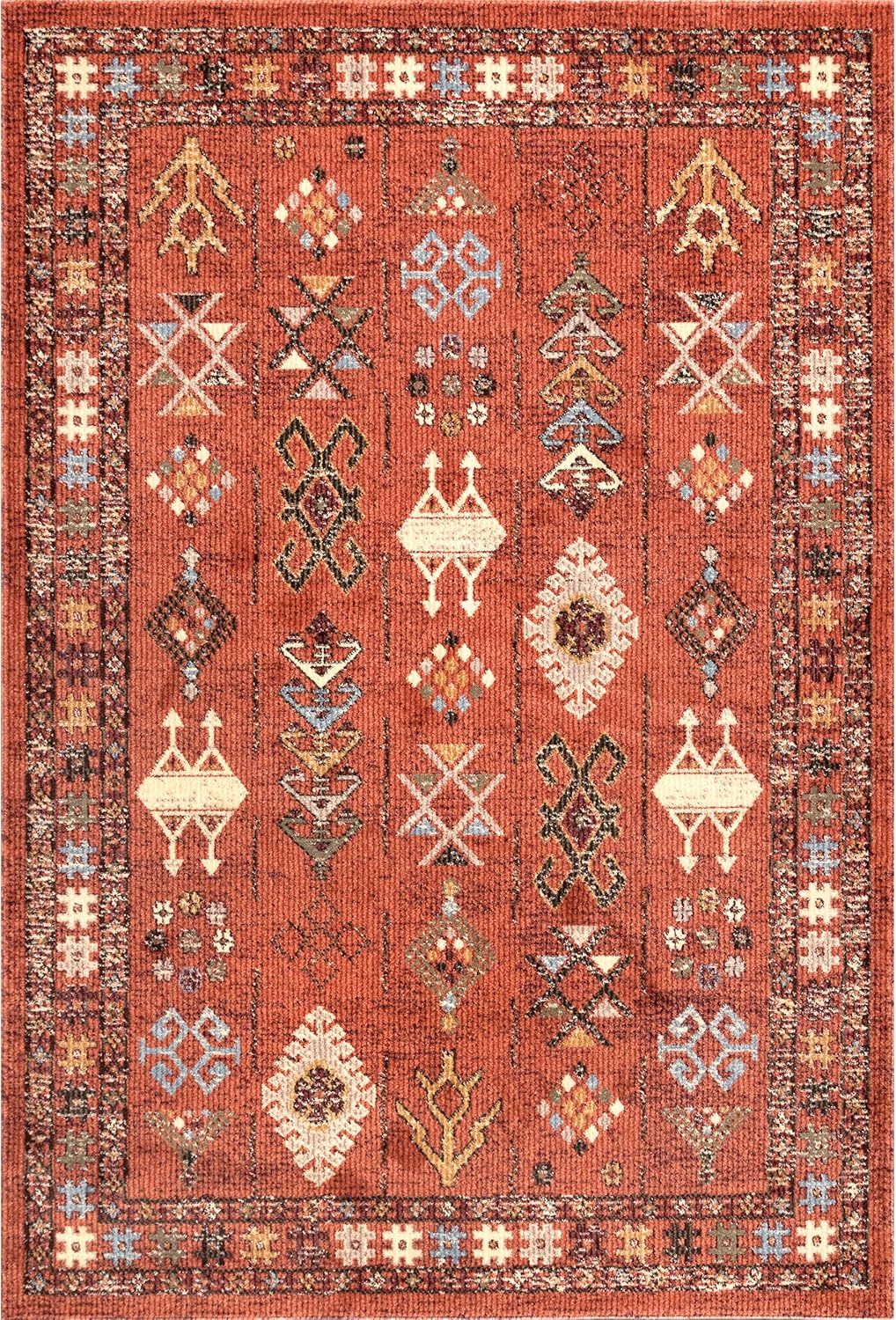 nuLOOM Alfombra tribal de transición Wilma, 5×8, naranja
