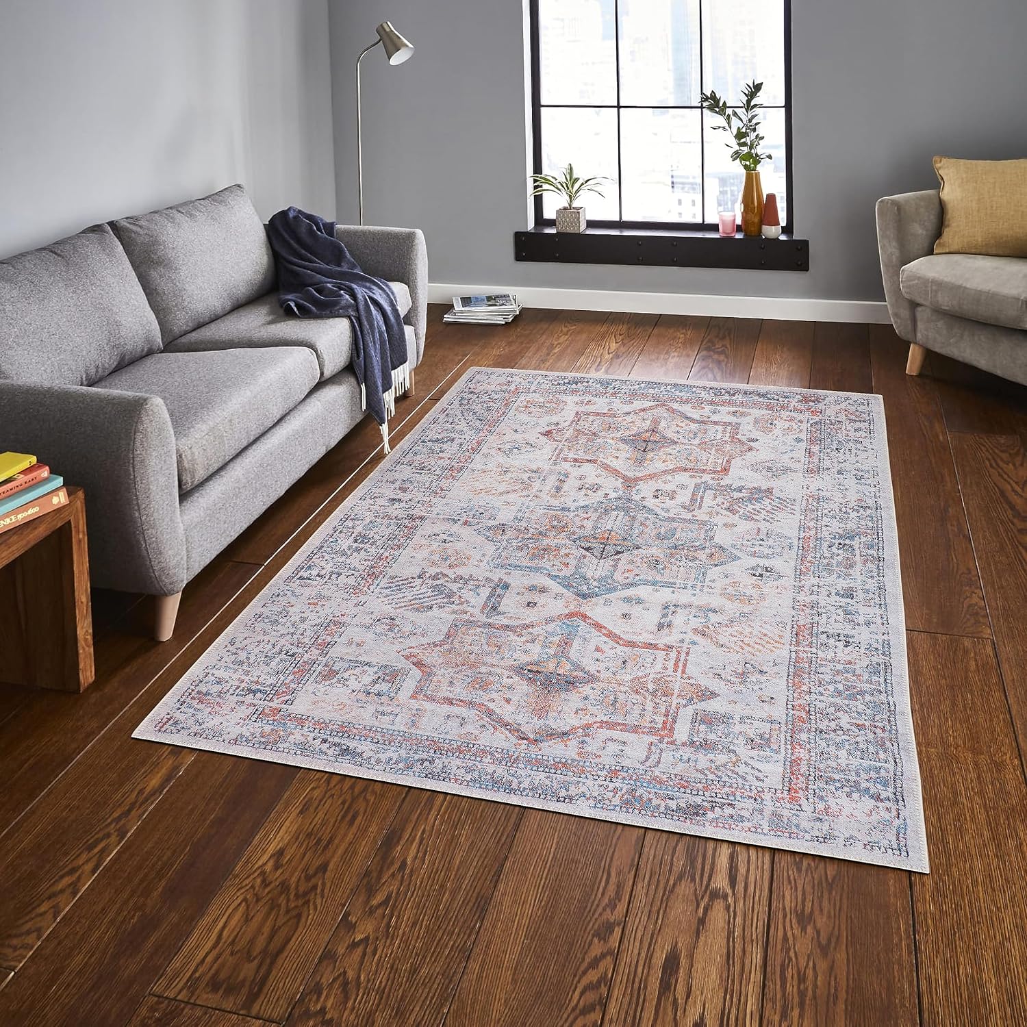 Bellini Rugs Alfombra lavable a máquina con parte trasera antideslizante, alfombra de sala de estar, alfombra de área de cocina, alfombras de área
