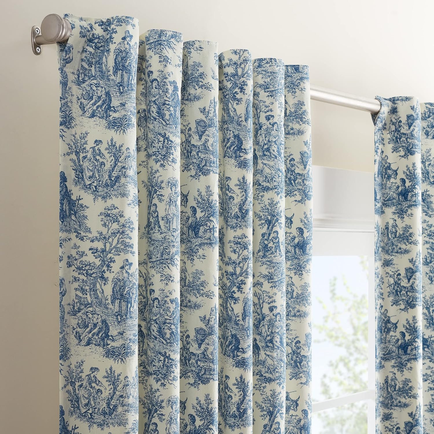 Waverly Charmed Life – Cortinas clásicas con pestañas traseras con bolsillo para cortinero francés para ventanas en dormitorio, cocina o sala de