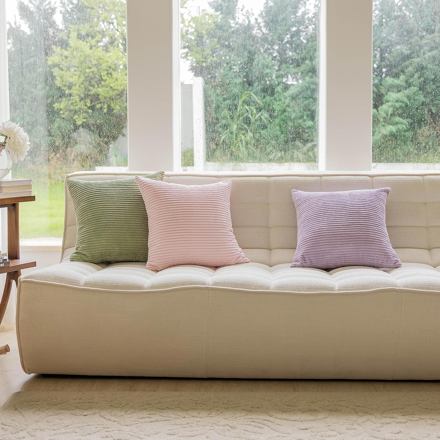 Home Brilliant – Funda de cojín de terciopelo a rayas (paquete de 1 unidad)