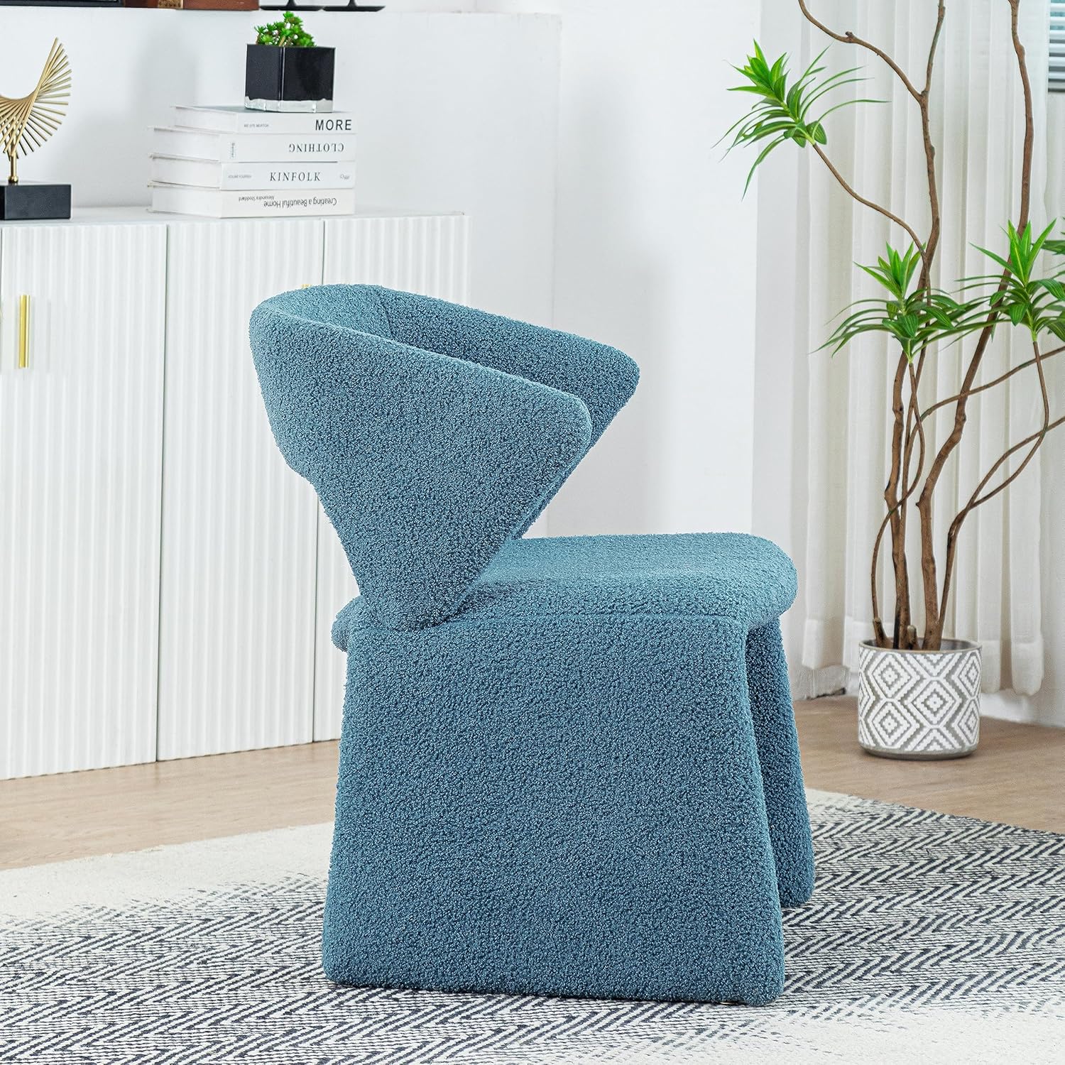 Modern Boucle – Silla decorativa de sherpa, silla armada de tela de cordero, cómoda silla individual copetuda para lectura, dormitorio, oficina y