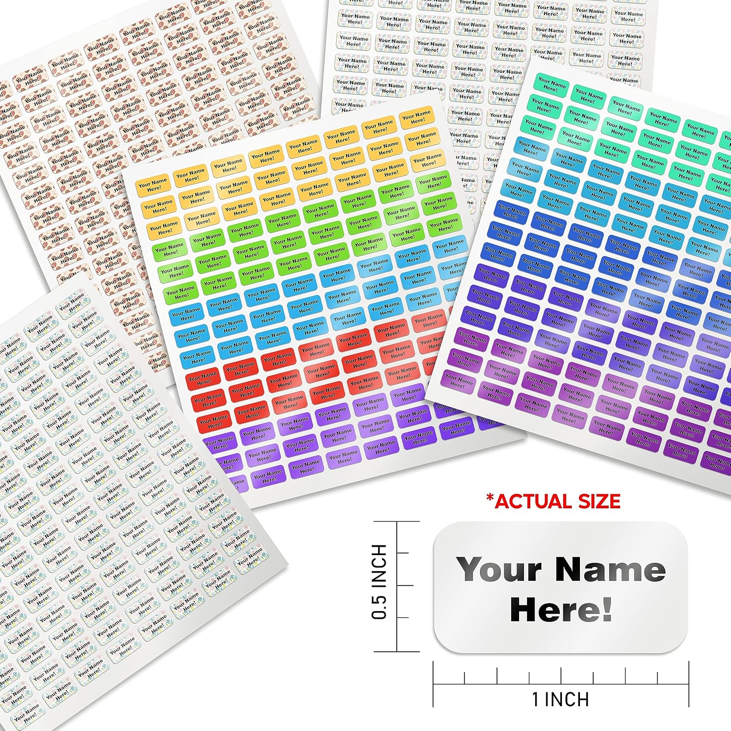 VulgrCo Etiquetas de nombre impermeables personalizables, aptas para lavavajillas, etiquetas personalizadas para botellas de agua, lonchera,