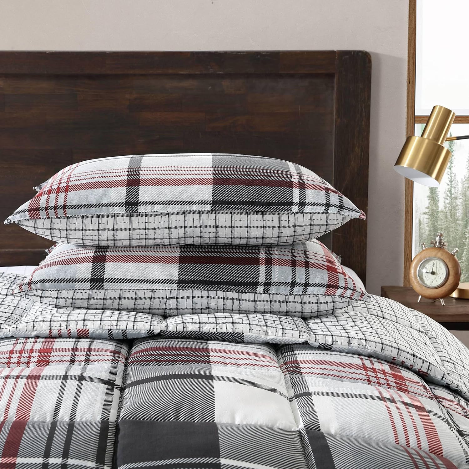 Eddie Bauer – Juego de funda de edredón tamaño King, juego de ropa de cama reversible de microgamuza con fundas a juego, decoración casual del hogar