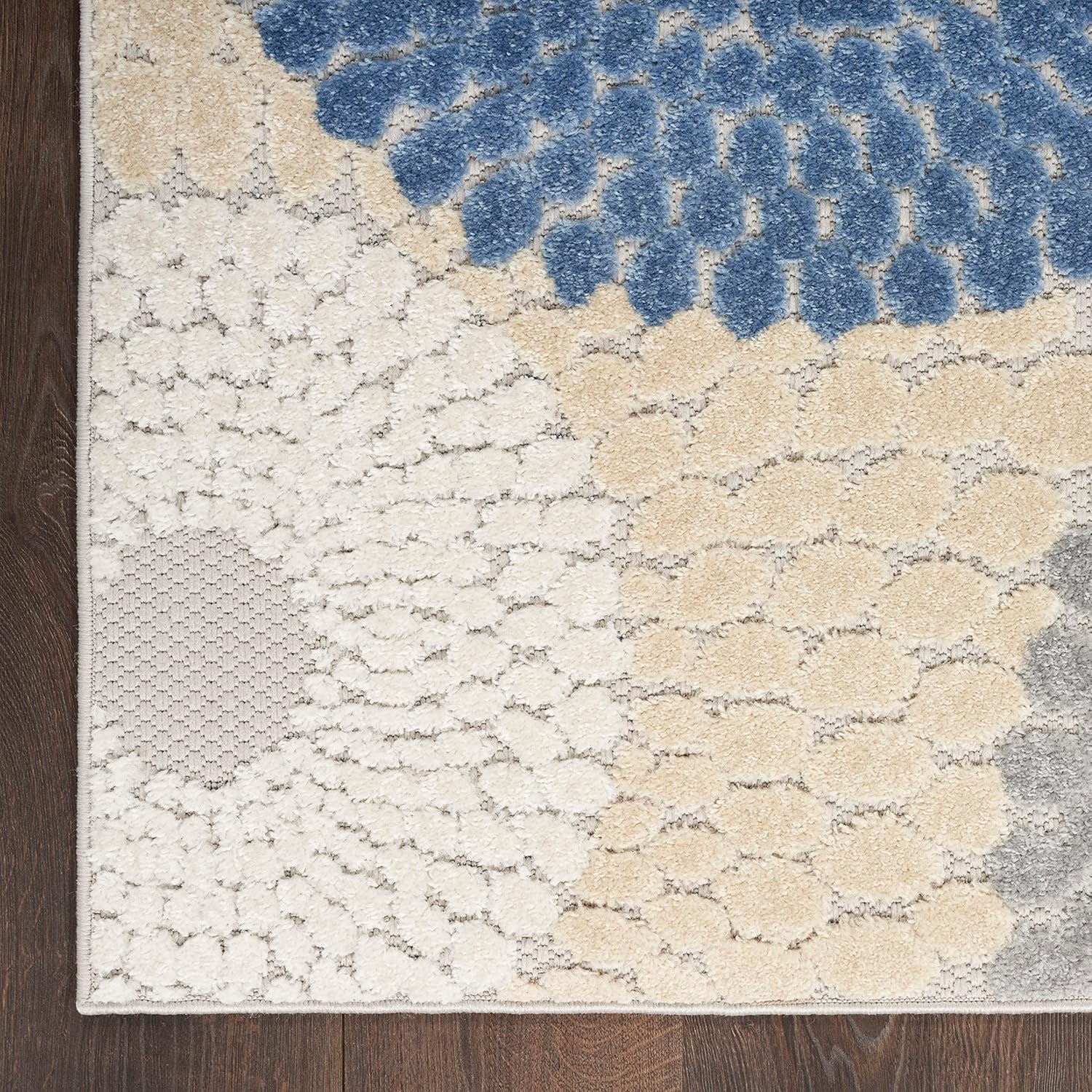 Nourison Aloha – Alfombra para interiores y exteriores, azulgris de 6 x 9 pies, fácil limpieza, no se desprende, para dormitorio, sala de estar,