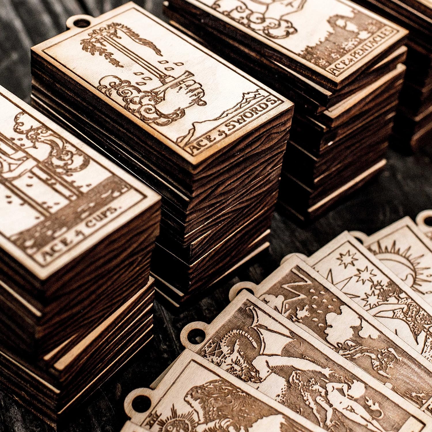 Ornament – Tarot Deck – Set of 78 – Raw Wood 2x3in