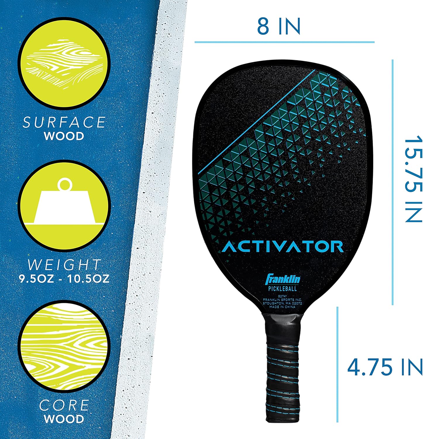 Franklin Sports Juego de palas y pelotas de pickleball  Raquetas de madera de pickleball + bolas de pickleball  Activador  Aprobado por Pickleball