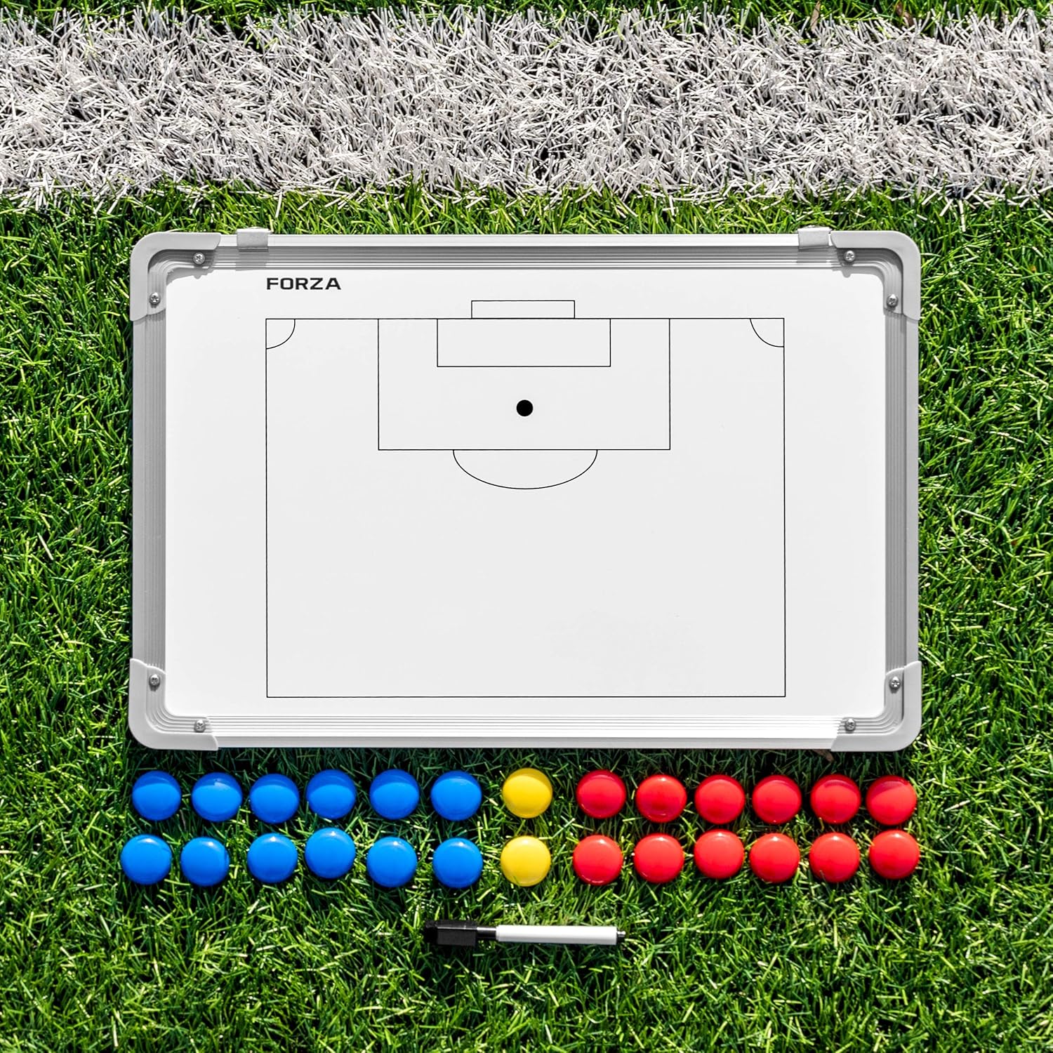 FORZA Pizarra blanca de entrenamiento deportivo de doble cara de 18 x 12 pulgadas  13 opciones deportivas  Marcadores magnéticos, bolígrafo y