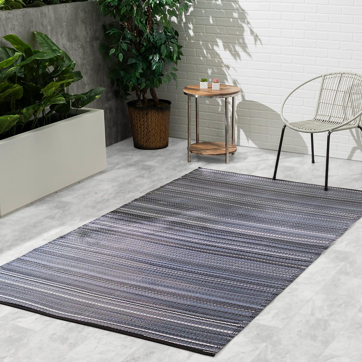 Alfombra reversible Fab Habitat, para uso en interior y exterior, resistente a las manchas, fácil de limpiar, resistente a la intemperie, alfombra