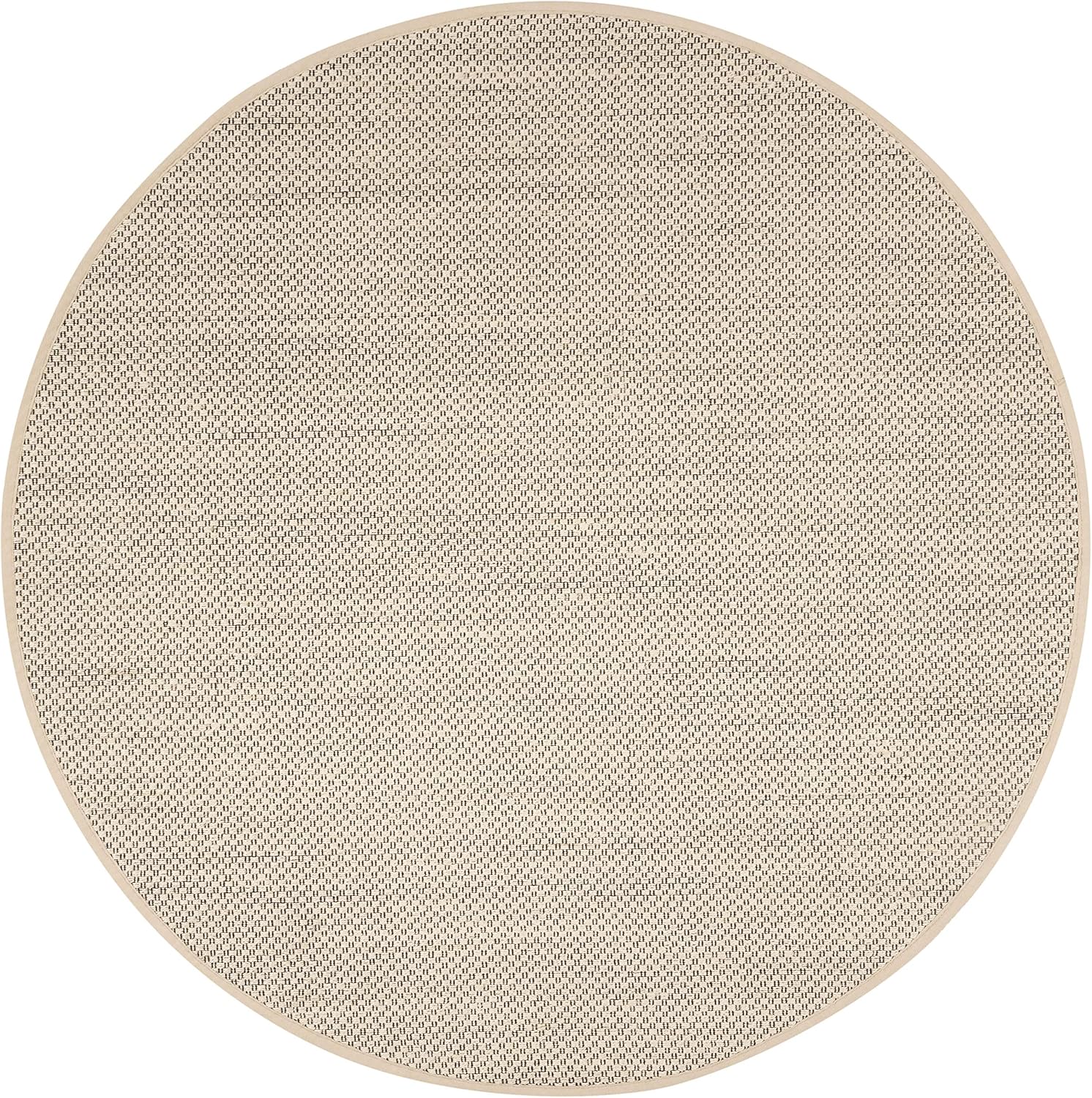 SAFAVIEH Natural Fiber Collection – Alfombra redonda de 6 pies, color negro y marfil, diseño de sisal de borde, fácil cuidado, ideal para zonas de
