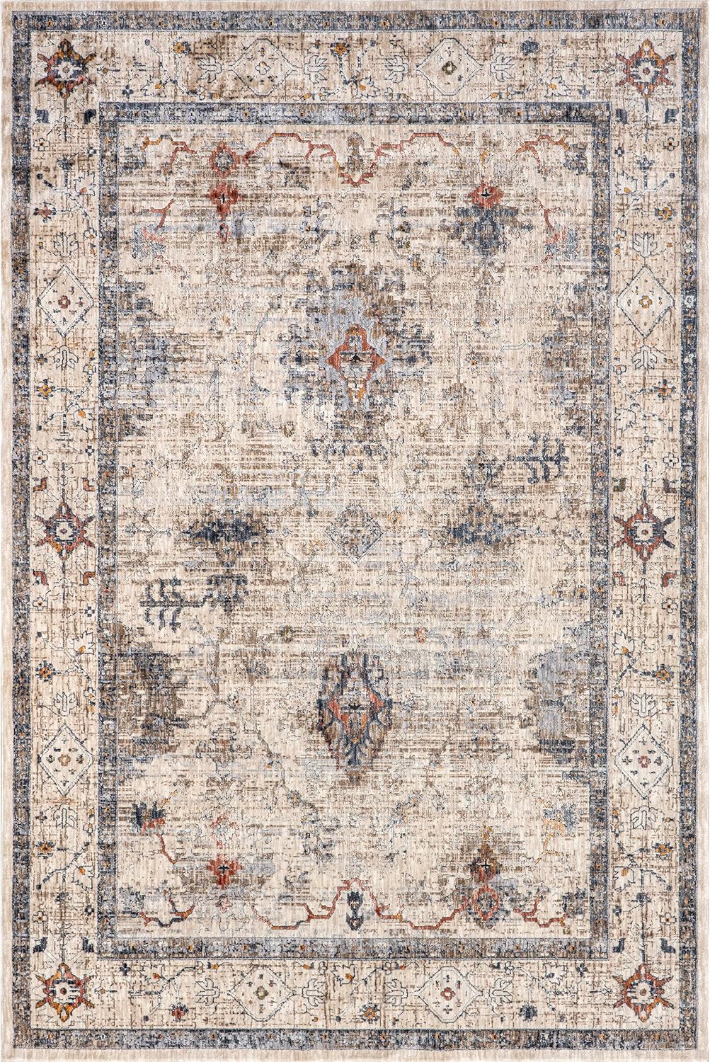 nuLOOM Yanet – Alfombra de pasillo floral y cachemira de 2 x 8 pies para sala de estar, dormitorio, comedor, entrada, pasillo, cocina, beige
