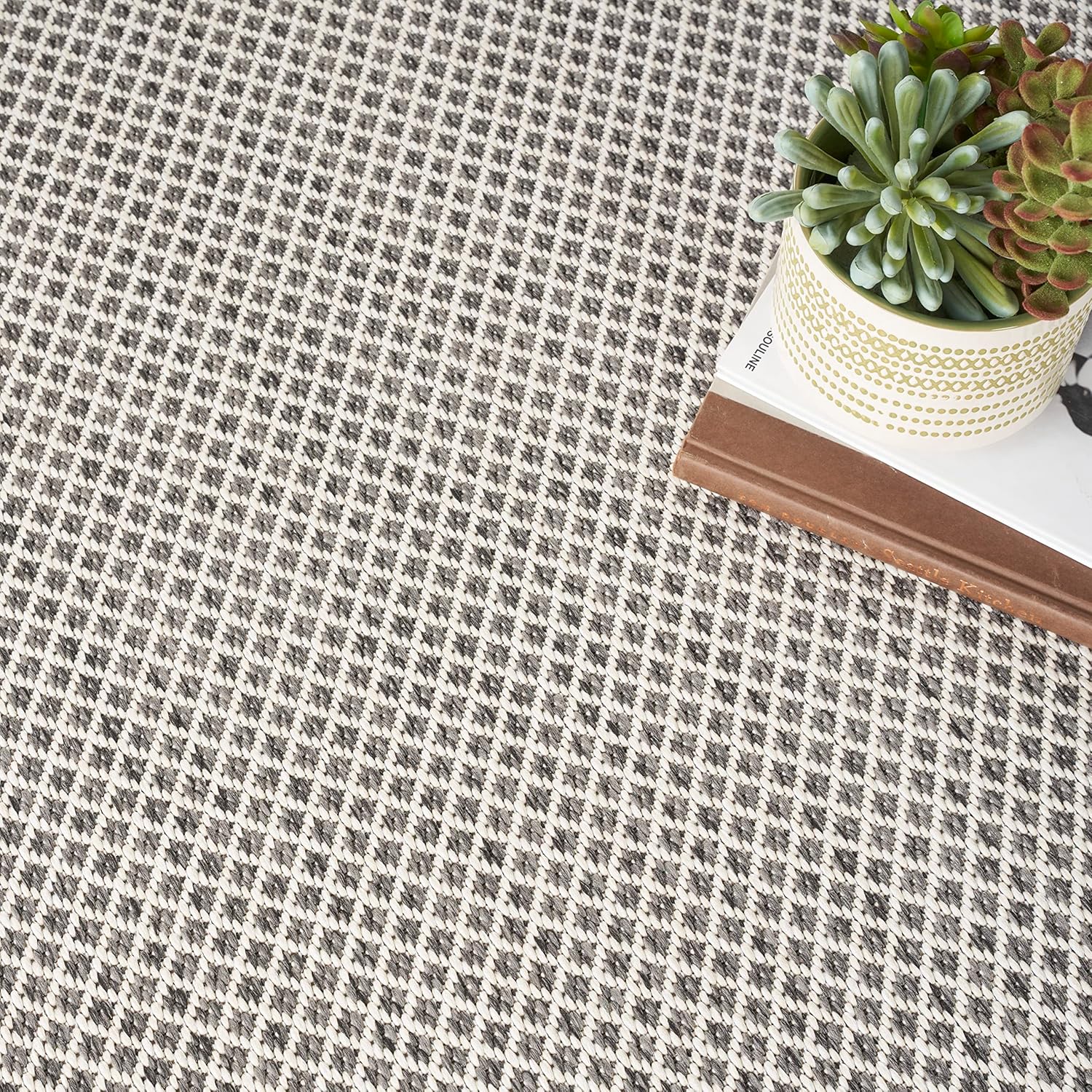Nourison Courtyard – Alfombra de 8 pies, cuadrada para interiores y exteriores, fácil de limpiar, no se desprende, para dormitorio, sala de estar,