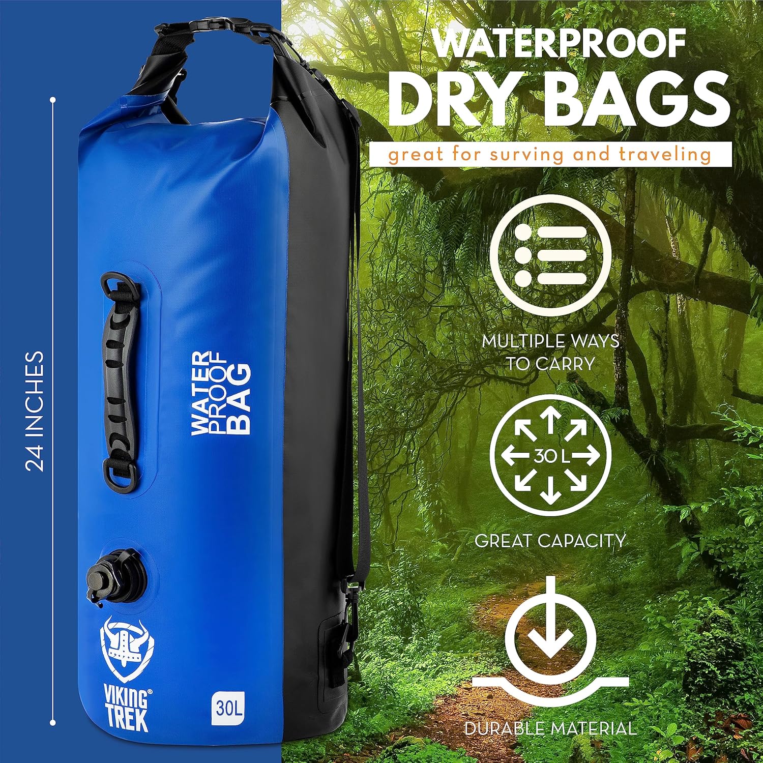 Bolsa seca impermeable – Saco seco con parte superior enrollable recortada – Compresión seca – Mantiene el equipo seguro y seco para camping,