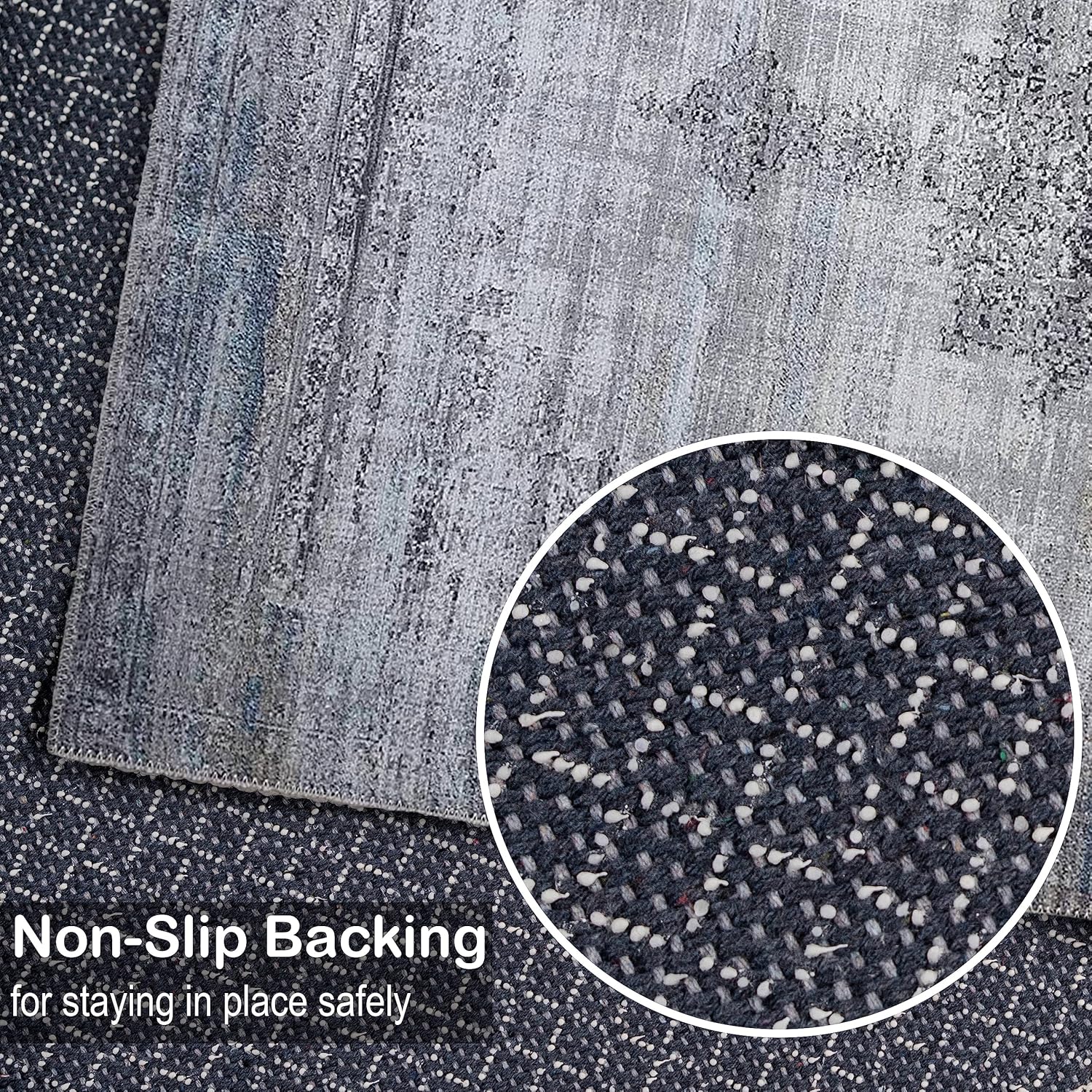 Adiva Rugs Alfombra lavable a máquina con parte trasera antideslizante para sala de estar, dormitorio, cuarto de baño, cocina, impresión vintage