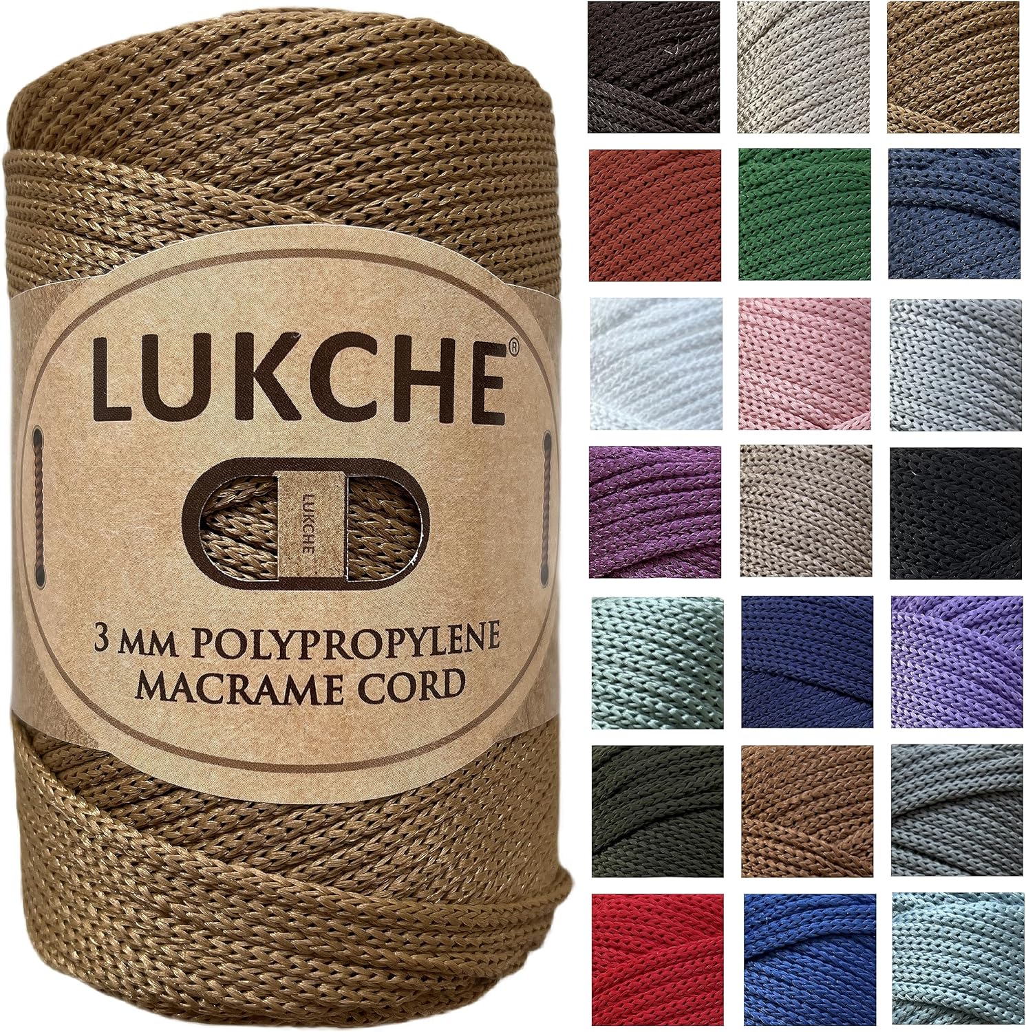 Cordón de macramé de poliéster de alta calidad de 0.118 in (147 yardas), (8.82 onzas), cuerda de macramé 100% polipropileno, hilo colorido para